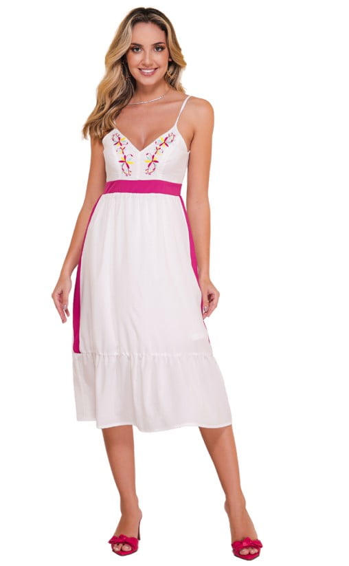 VESTIDO COM ALÇA FRANZIDA 