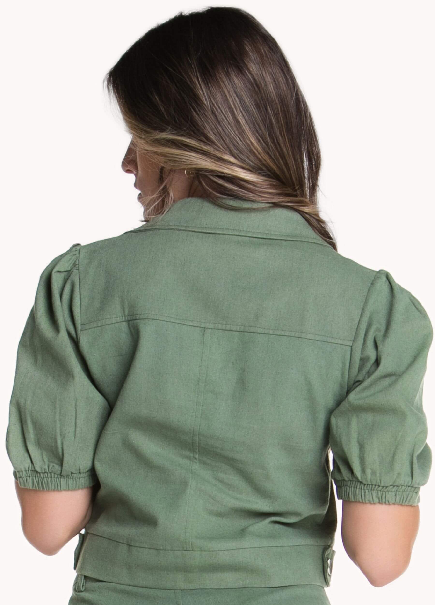 JAQUETINHA DE LINHO MANGA CURTA