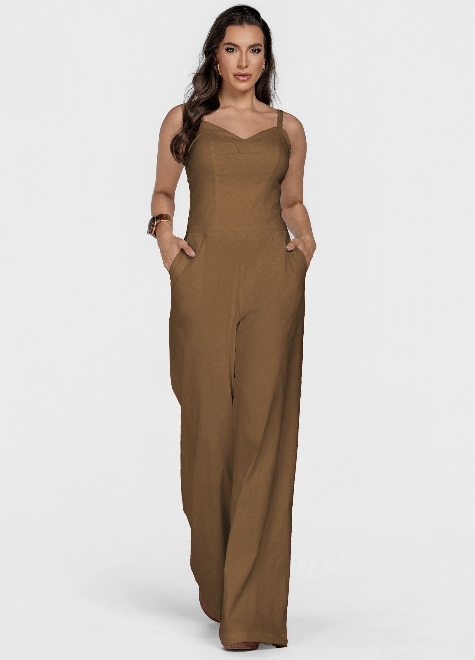 MACACÃO FEMININO LONGO RENATA DE ALÇA