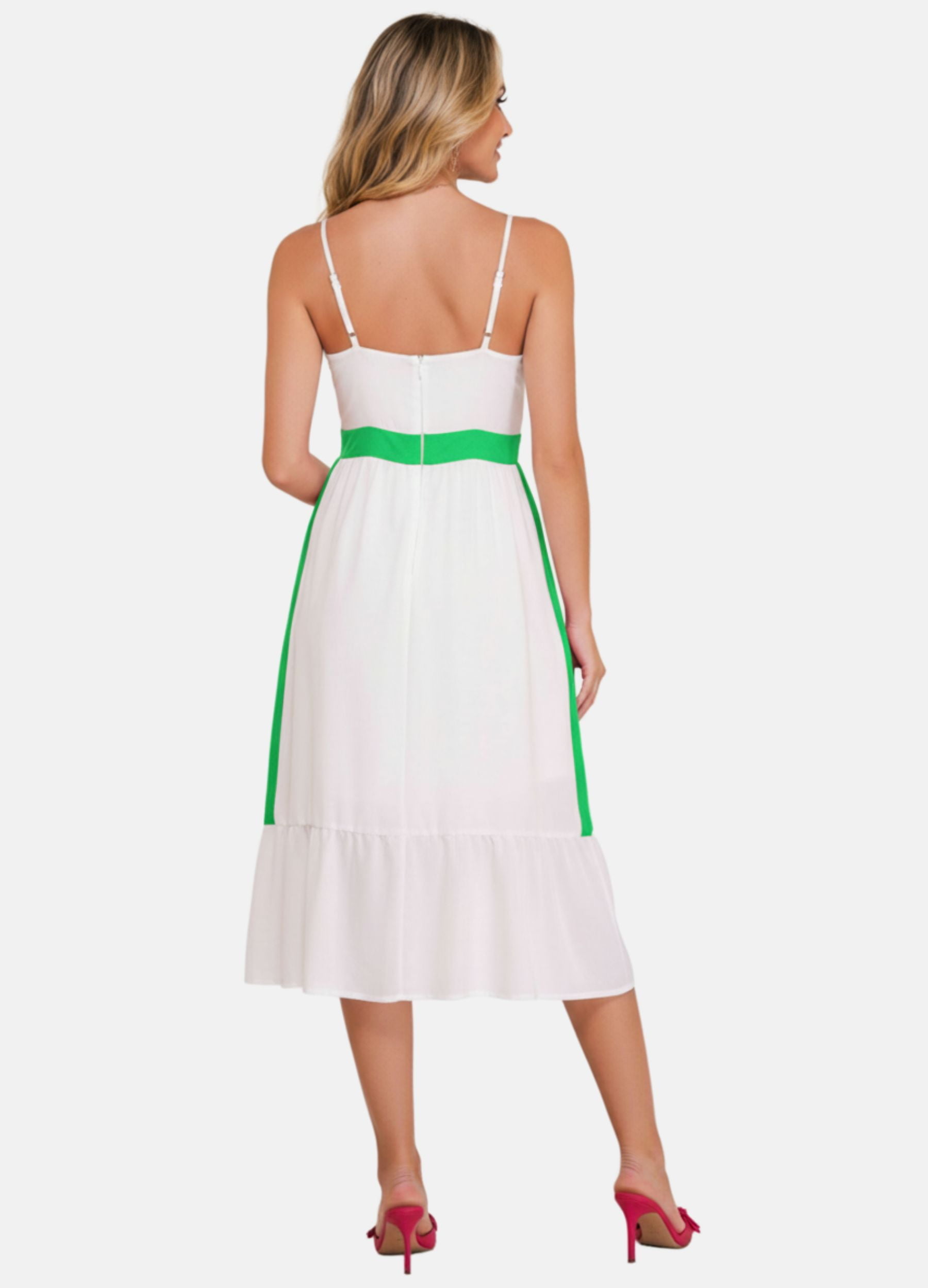 VESTIDO MIDI C/ BORDADO DECOTE