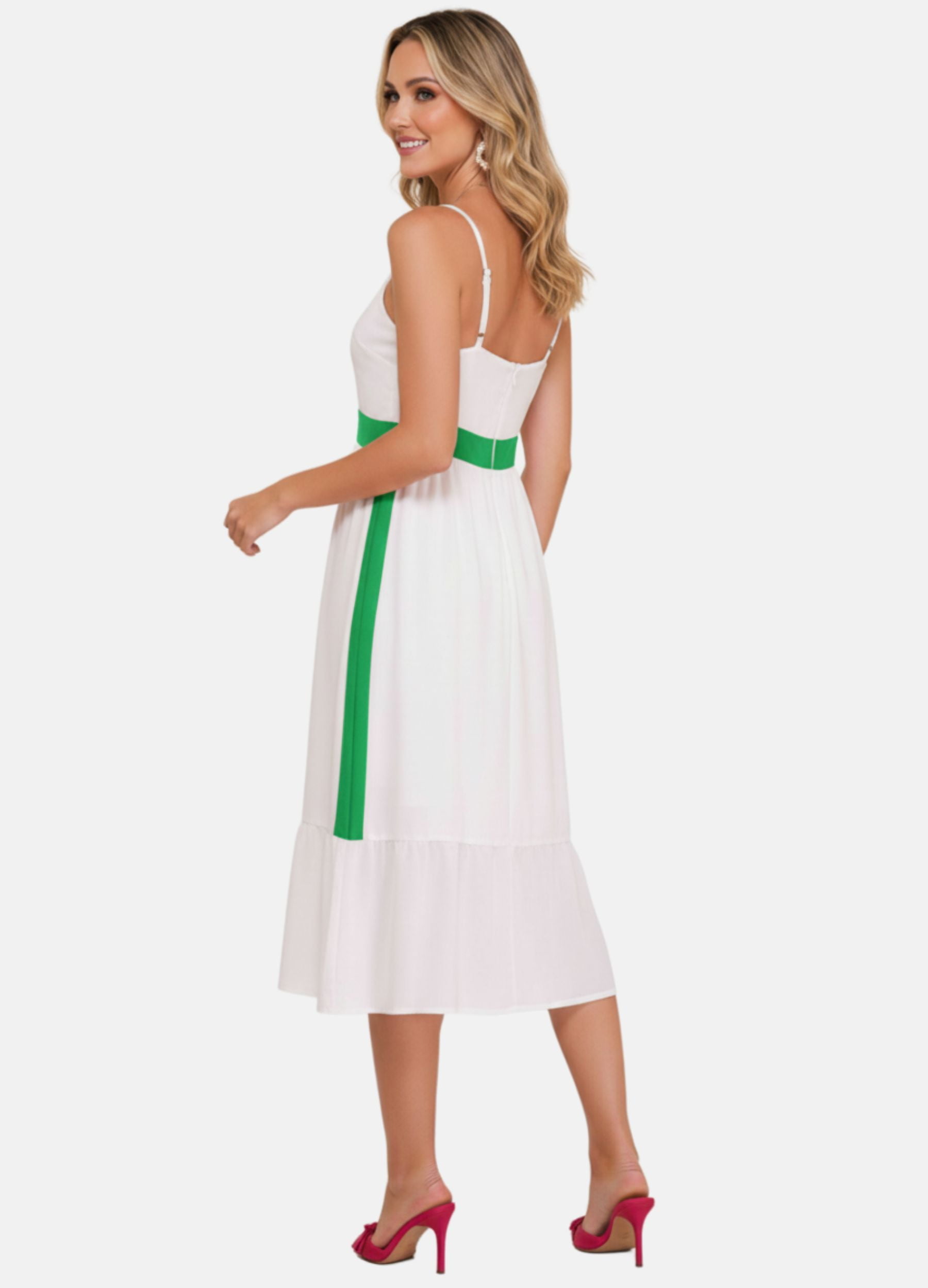 VESTIDO MIDI C/ BORDADO DECOTE