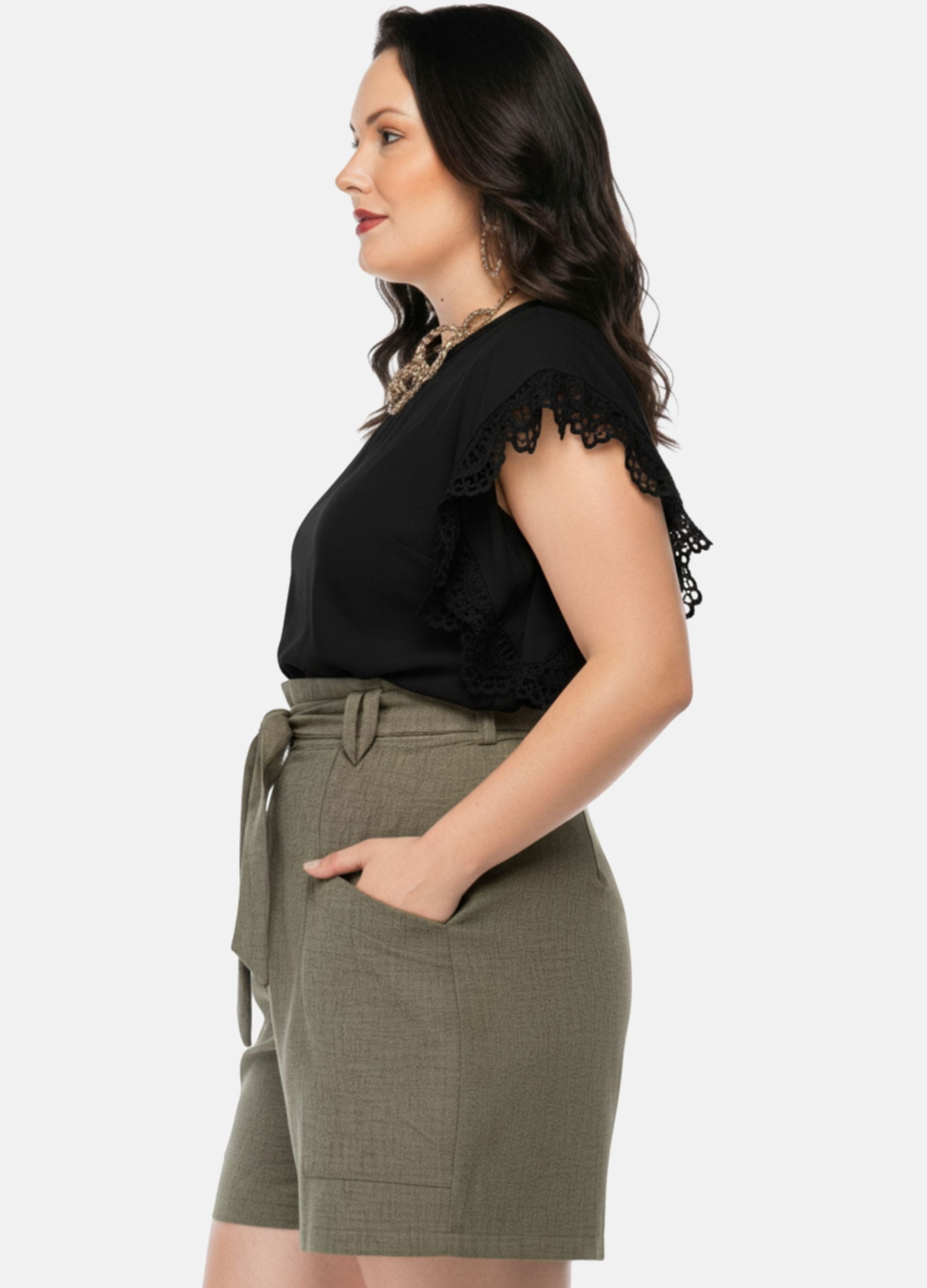 BLUSA C/ RENDA NA MANGA PLUS SIZE 