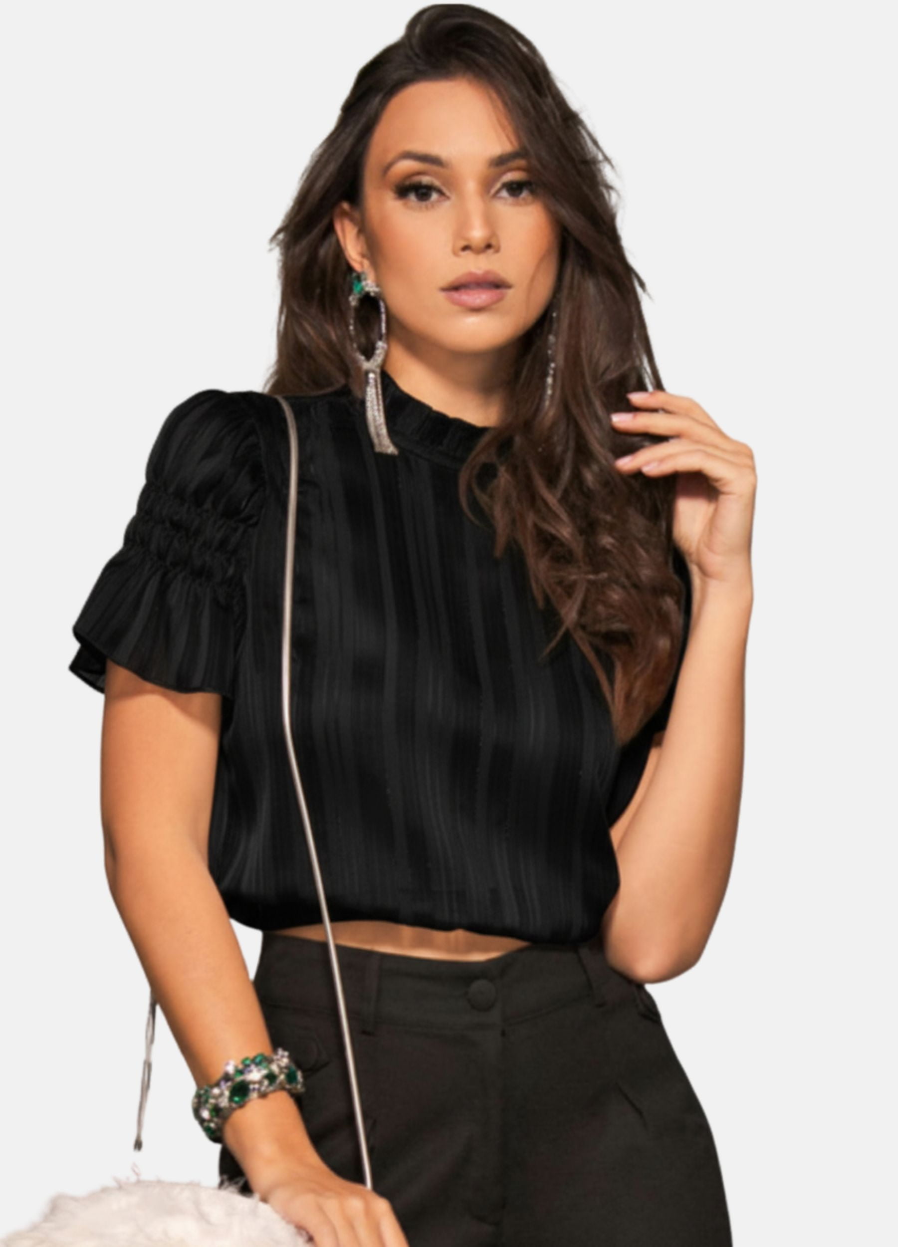 BLUSA COM LASTEX NA MANGA