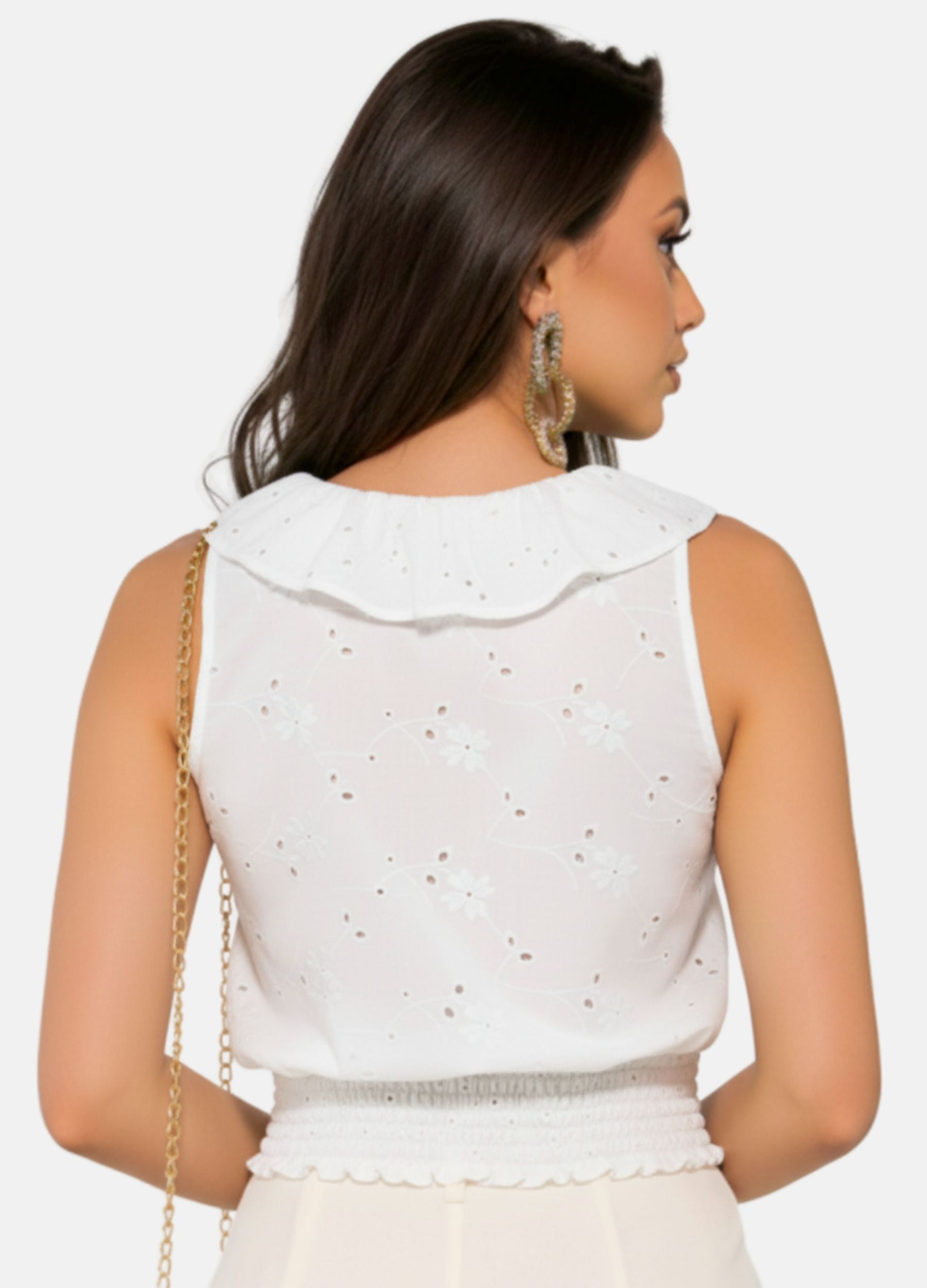 BLUSA LAISE C/ BABADO NO DECOTE