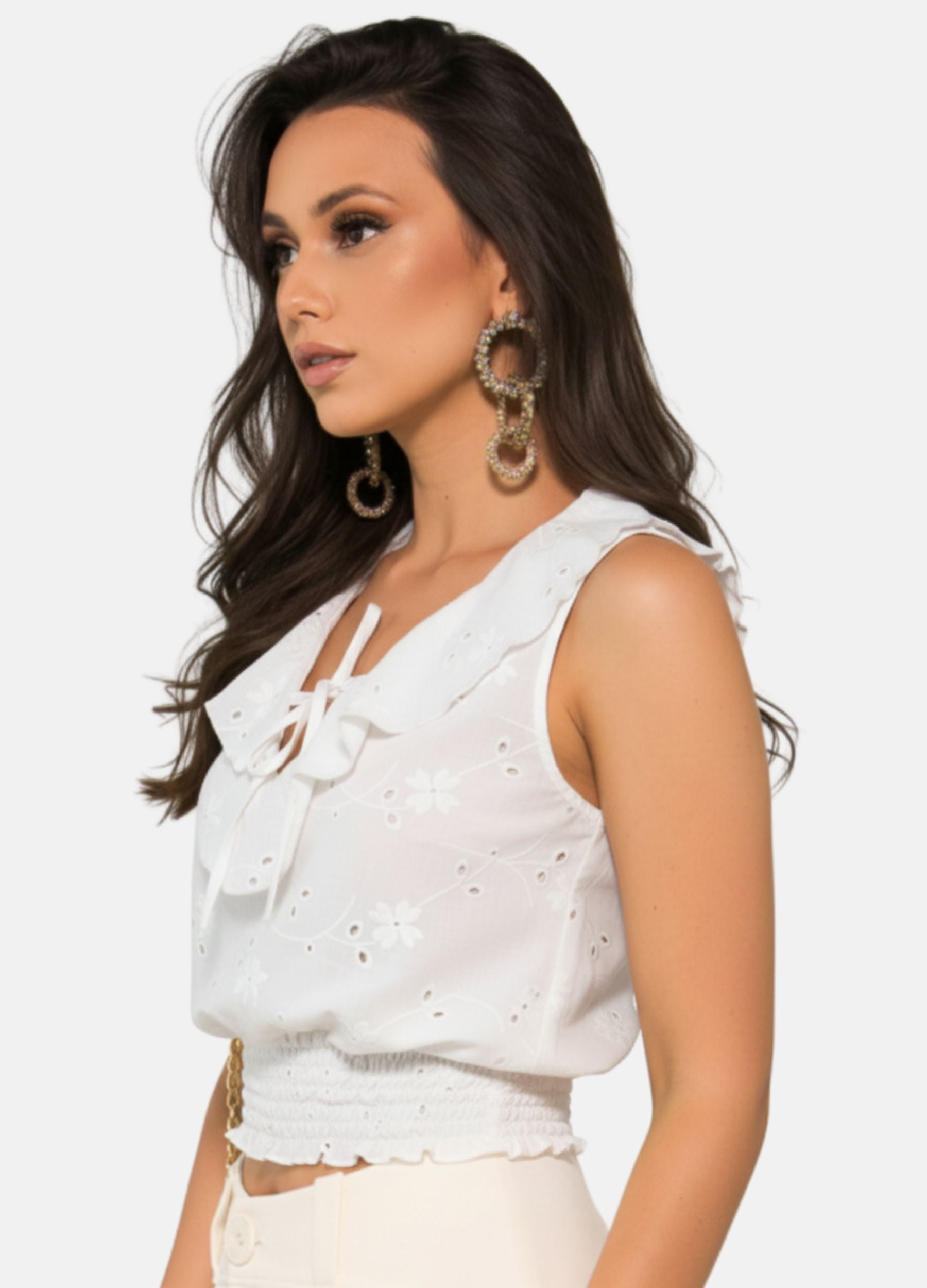 BLUSA LAISE C/ BABADO NO DECOTE