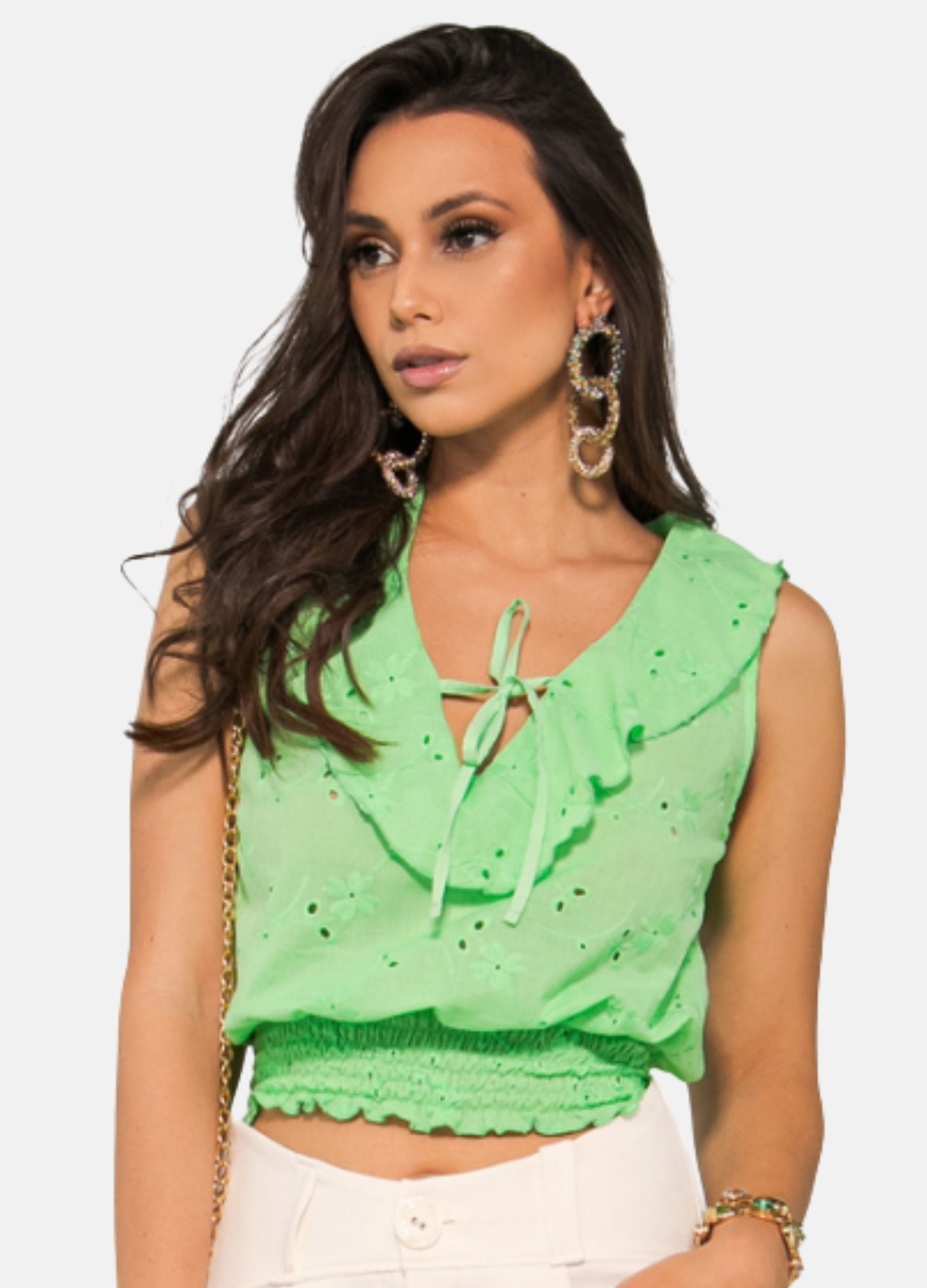 BLUSA LAISE C/ BABADO NO DECOTE BLUSA LAISE C/ BABADO NO DECOTE