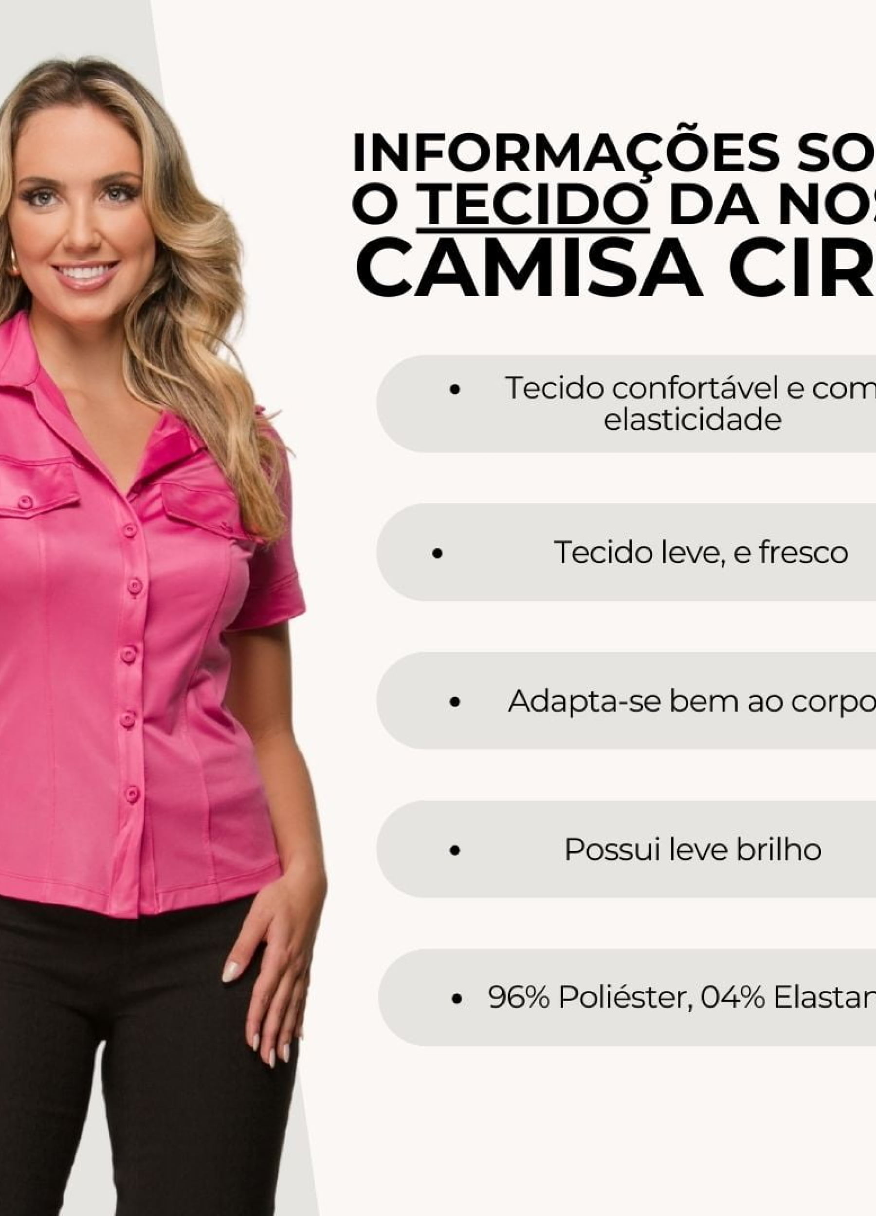 CAMISA FEMININA CIRRE MANGA CURTA