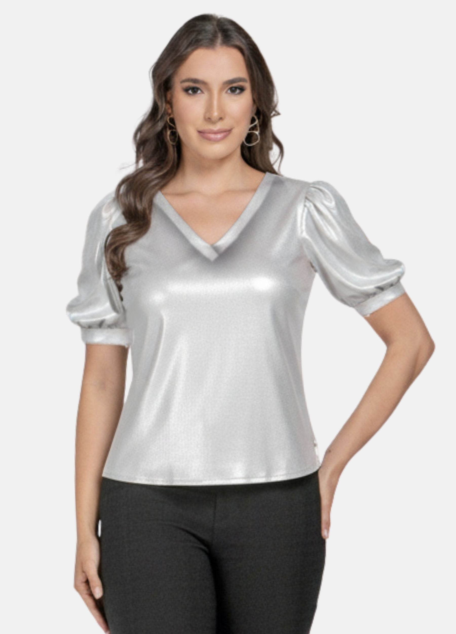 T-SHIRT FEMININA COM BRILHO