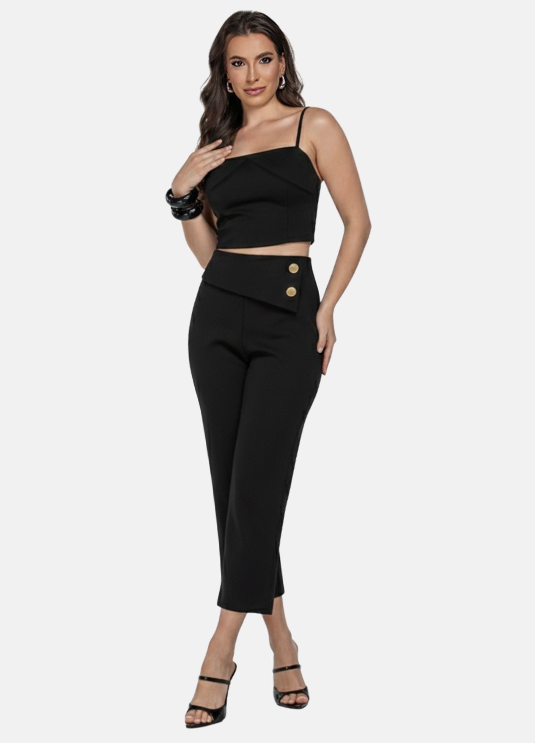 CONJUNTO FEMININO CALÇA COM PALA E BLUSA