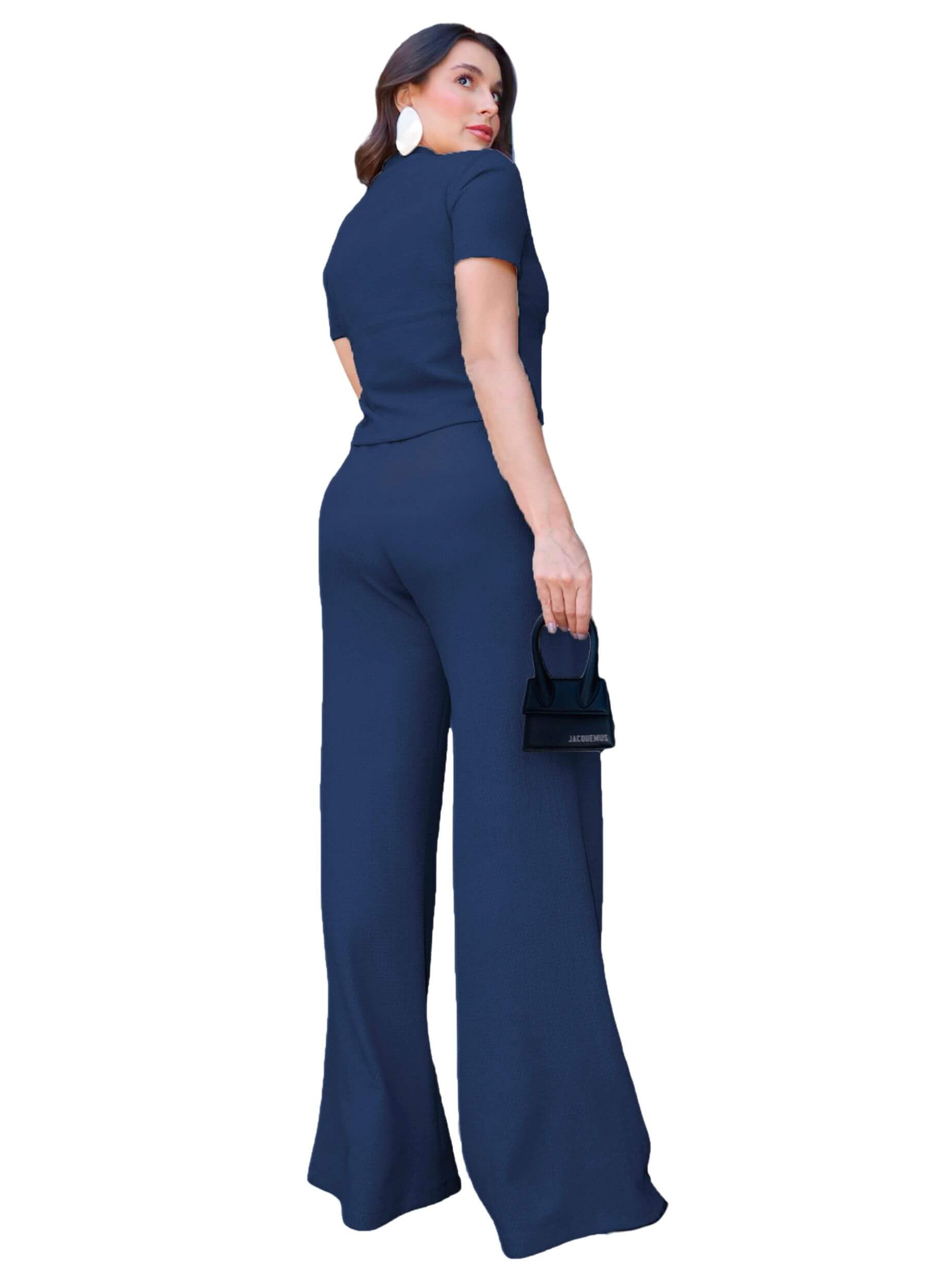 CONJUNTO FEMININO CALÇA E BLUSA DE GOLA ALTA 