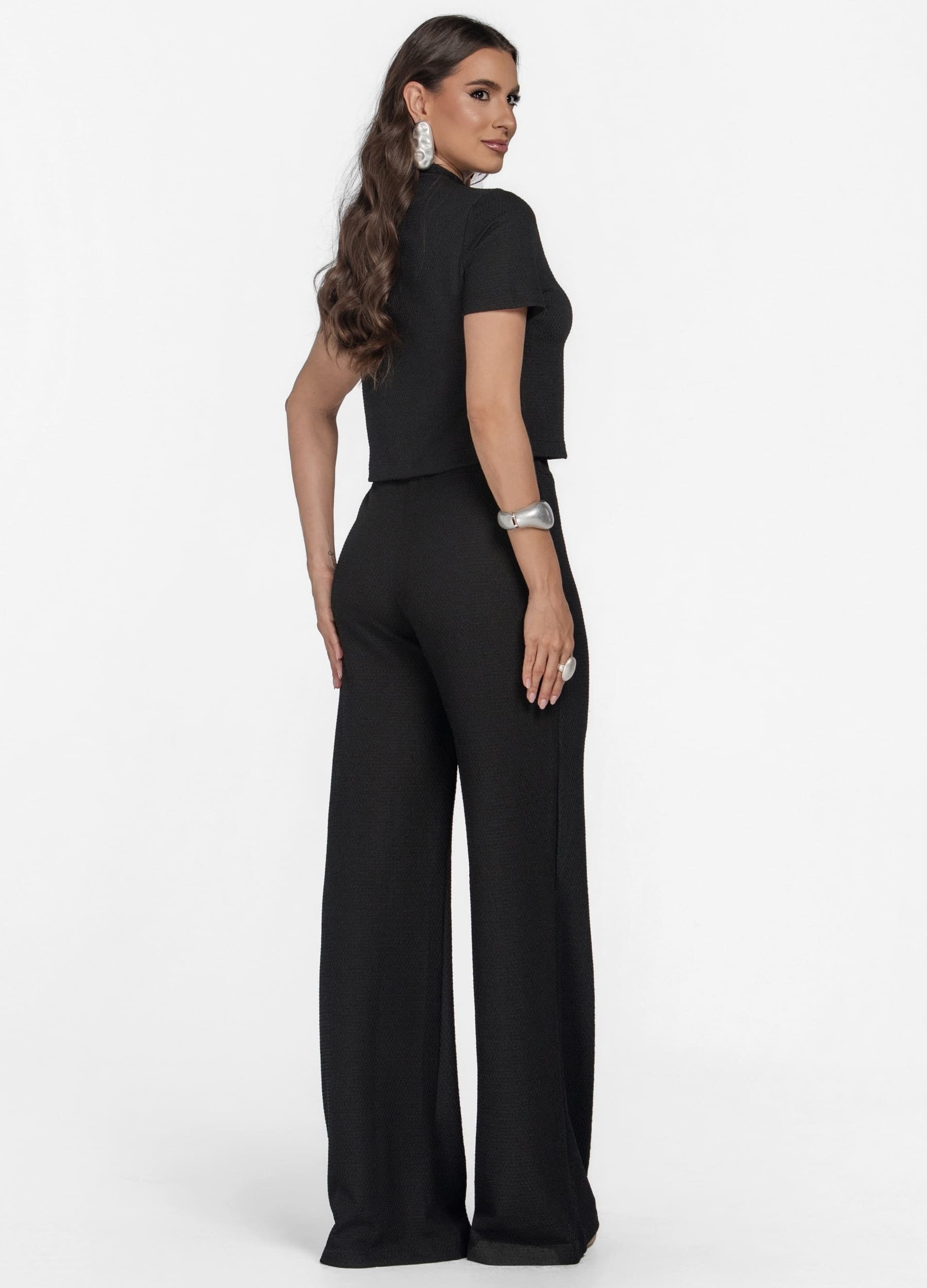 CONJUNTO FEMININO CALÇA E BLUSA DE GOLA ALTA 