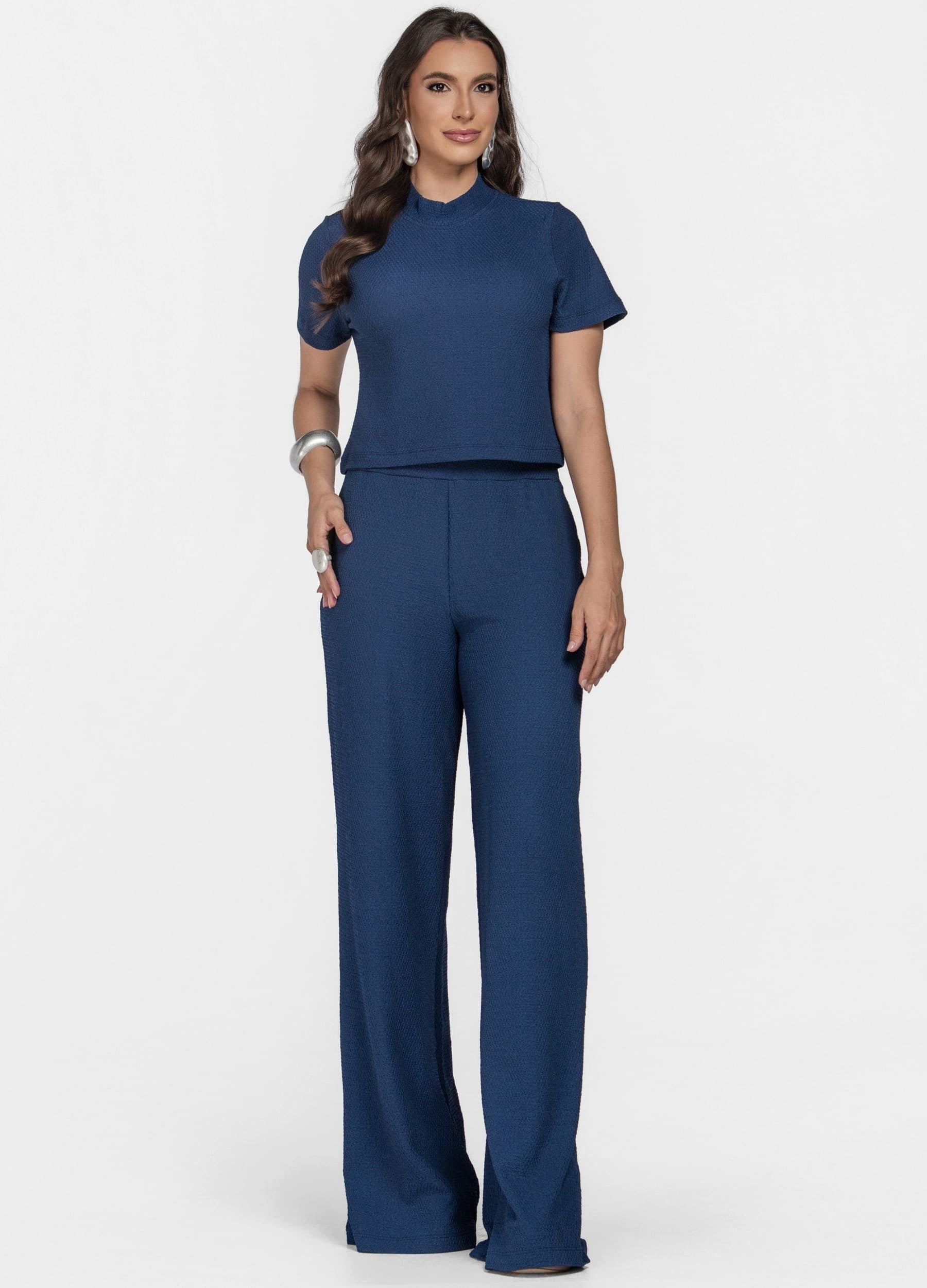 CONJUNTO FEMININO CALÇA E BLUSA DE GOLA ALTA