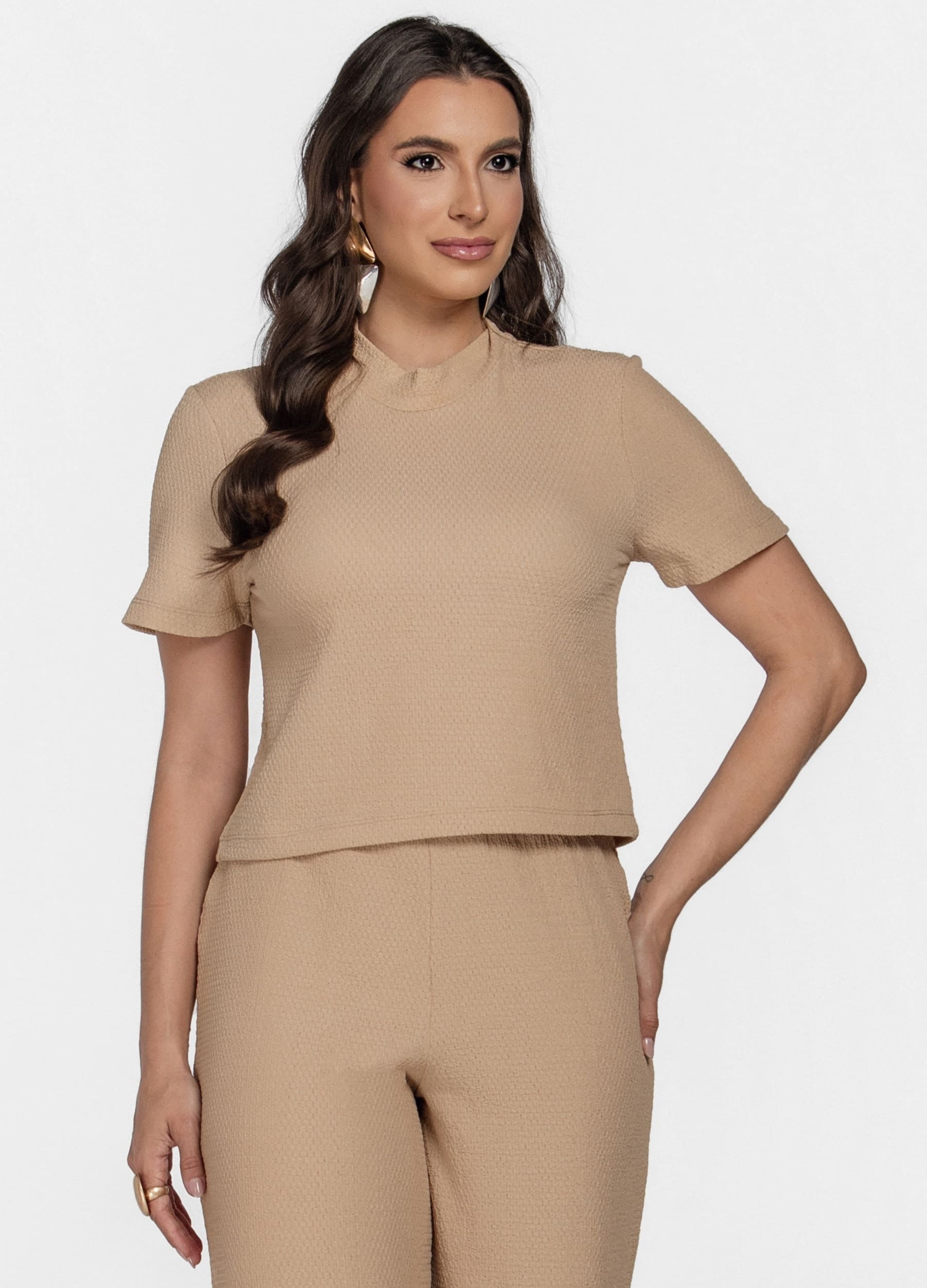 CONJUNTO FEMININO CALÇA E BLUSA DE GOLA ALTA