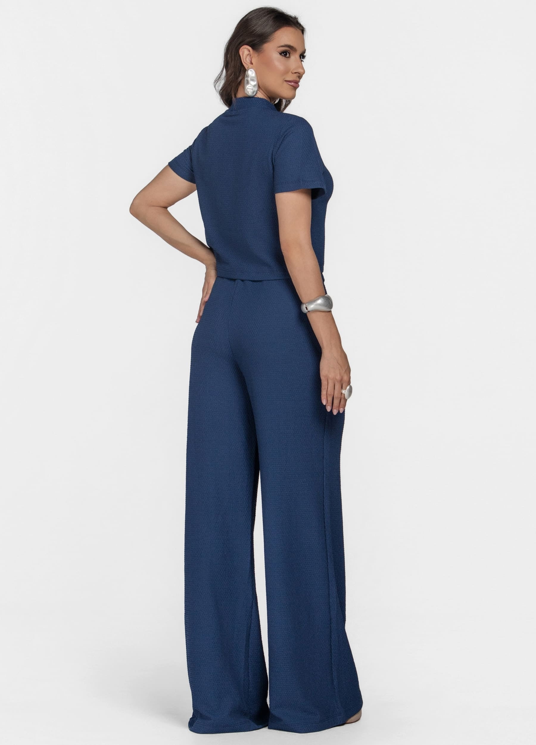 CONJUNTO FEMININO CALÇA E BLUSA DE GOLA ALTA 