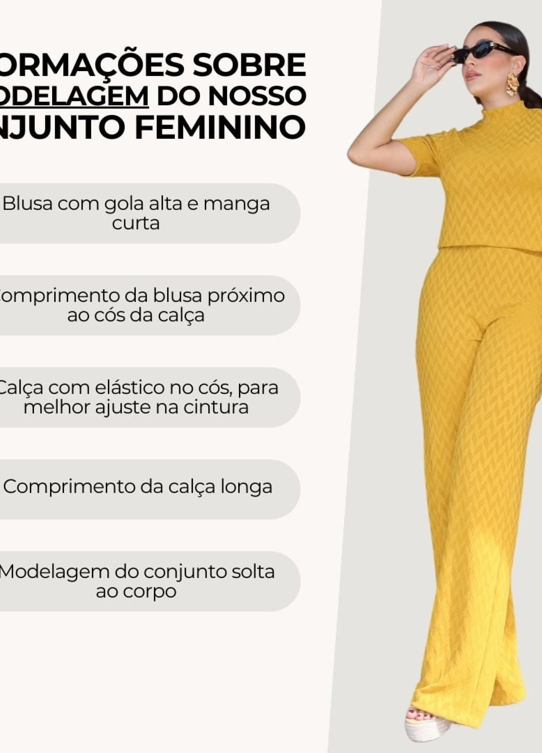 CONJUNTO FEMININO CALÇA E BLUSA MANGA CURTA 