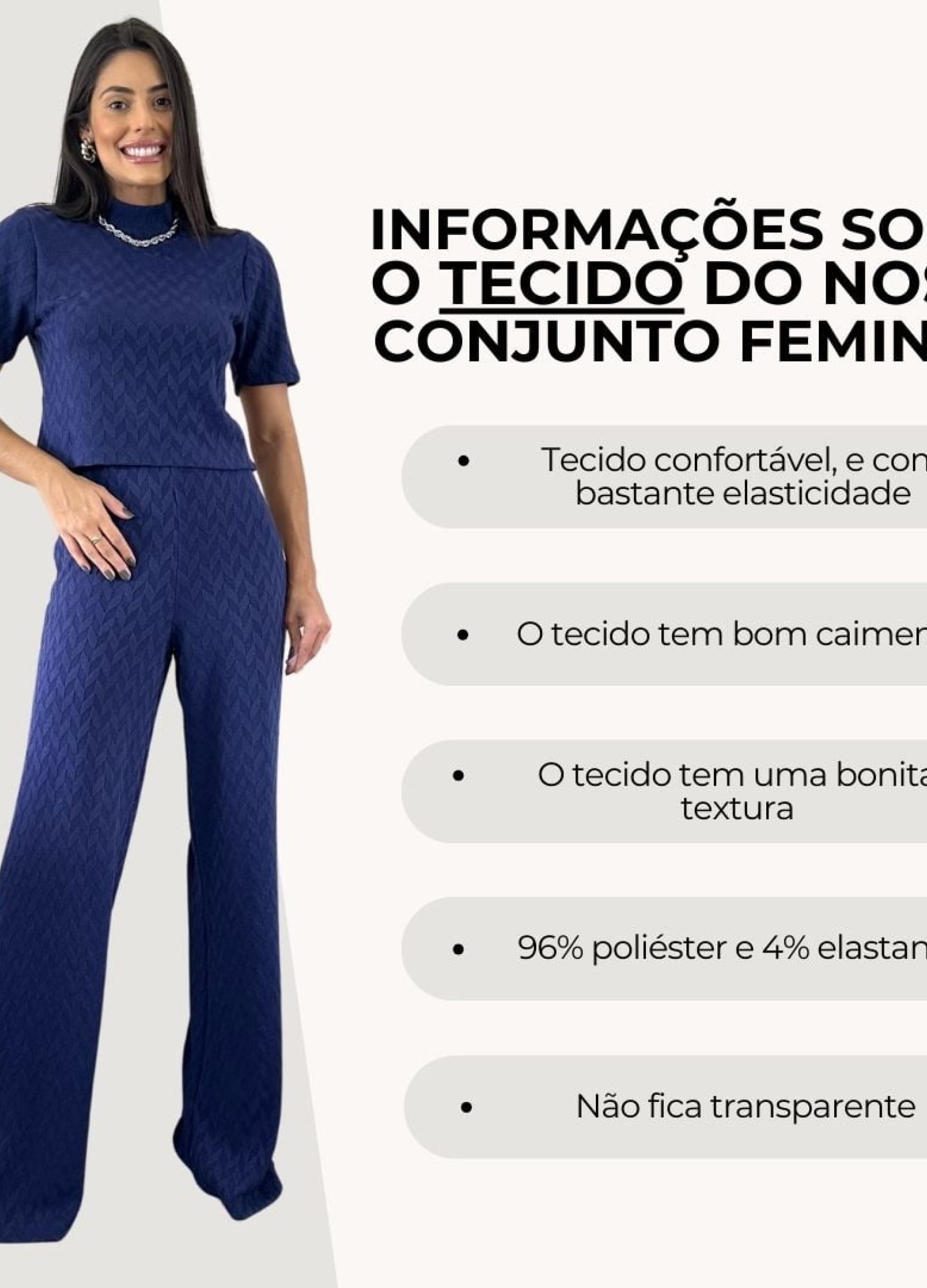 CONJUNTO FEMININO CALÇA E BLUSA MANGA CURTA 