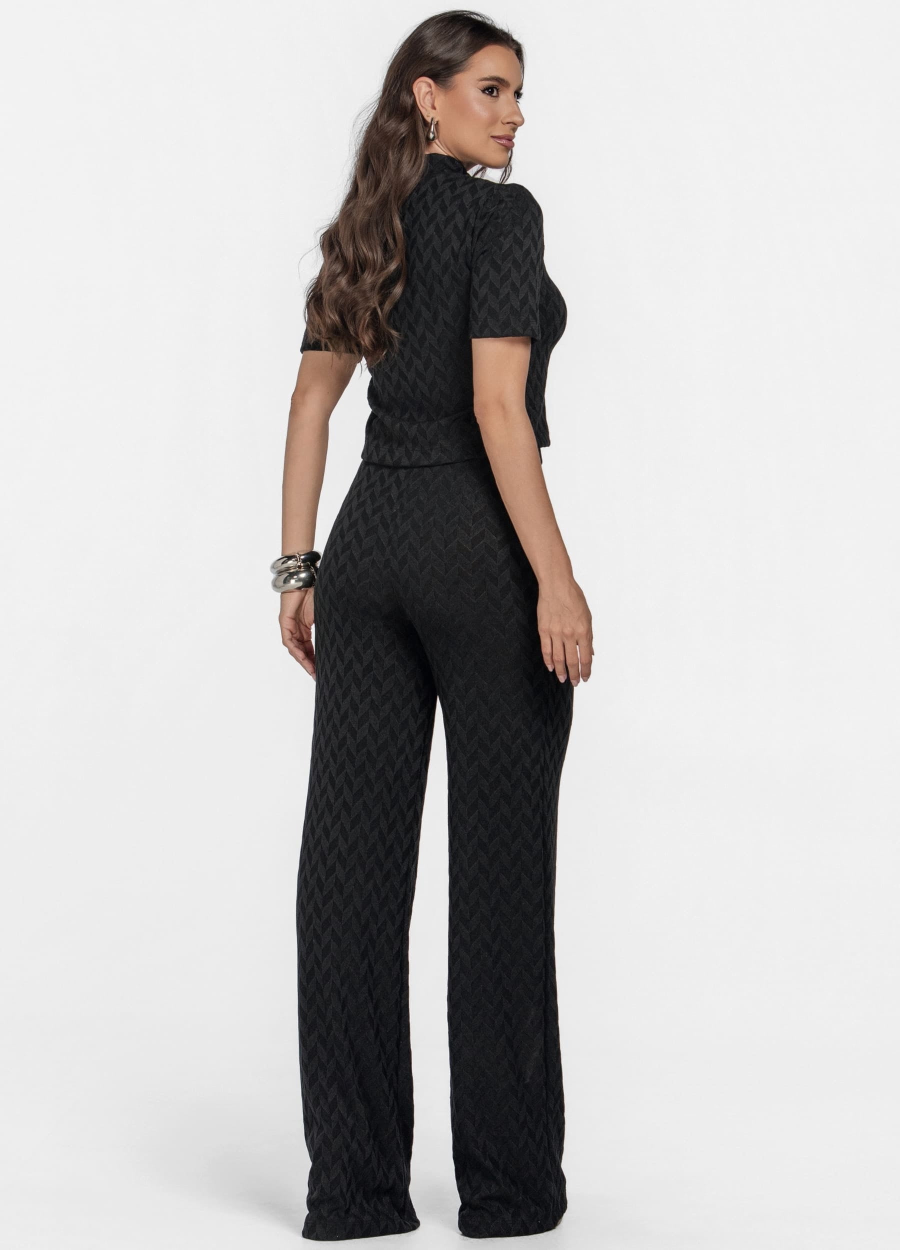 CONJUNTO FEMININO CALÇA E BLUSA MANGA CURTA 