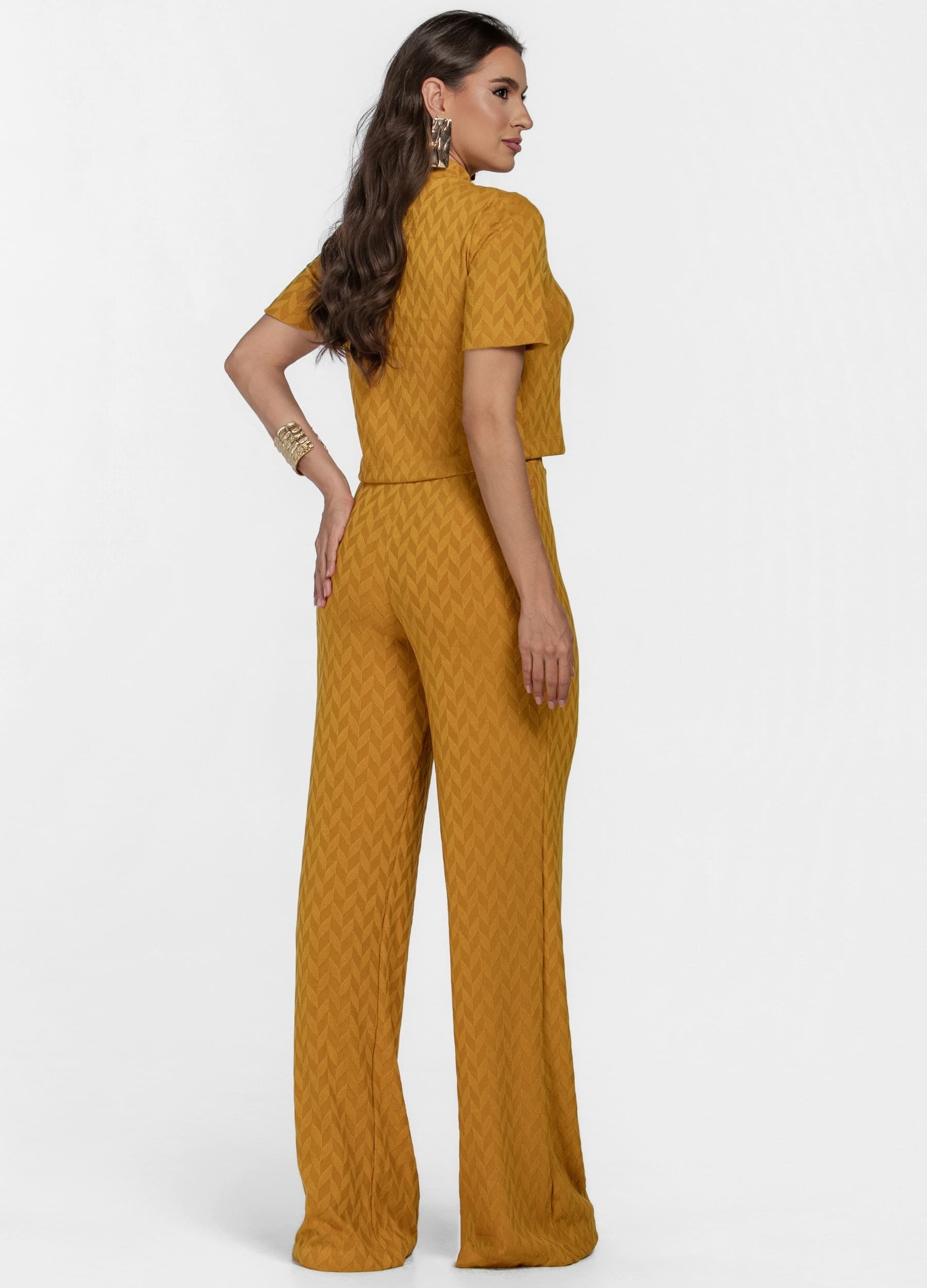 CONJUNTO FEMININO CALÇA E BLUSA MANGA CURTA 