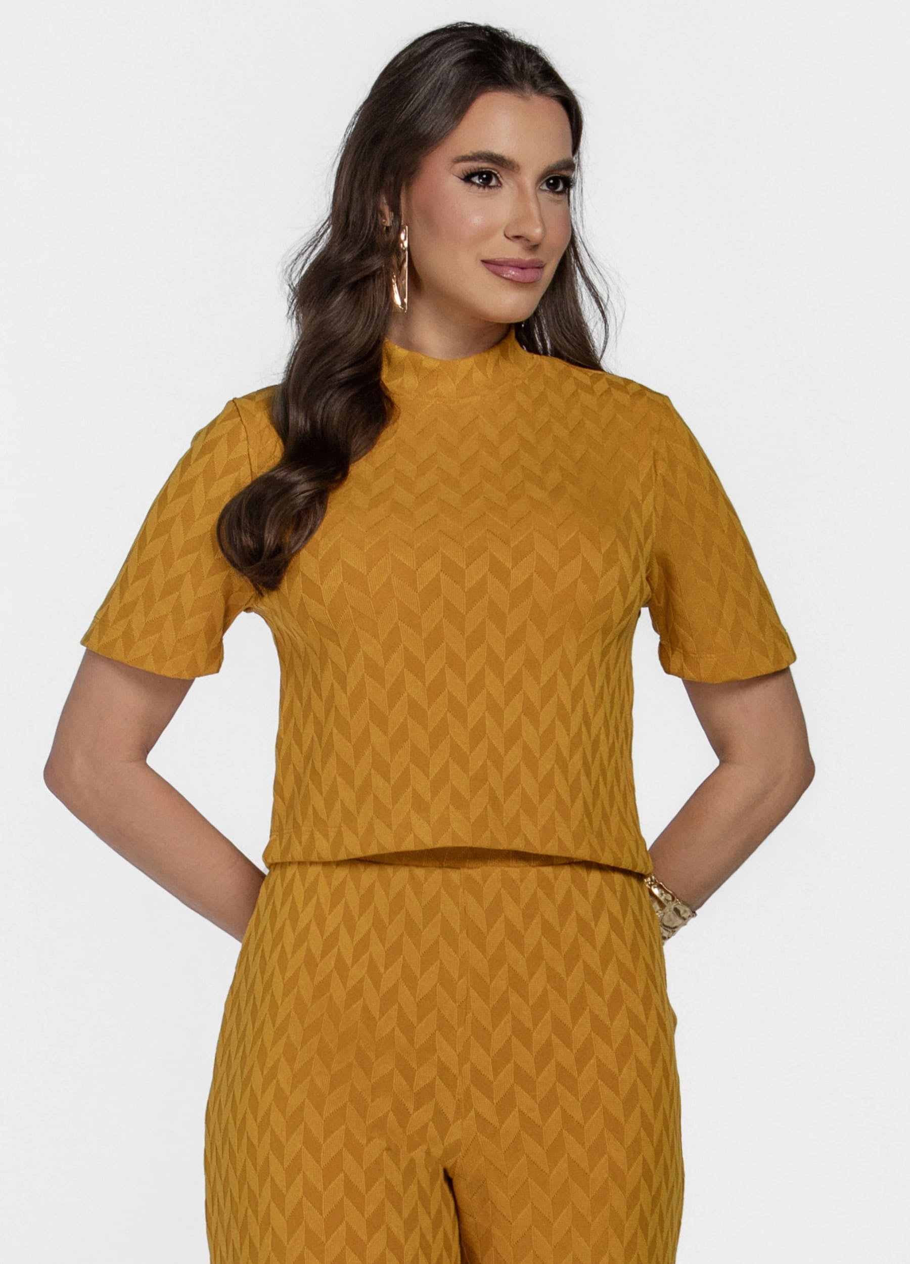 CONJUNTO FEMININO CALÇA E BLUSA MANGA CURTA
