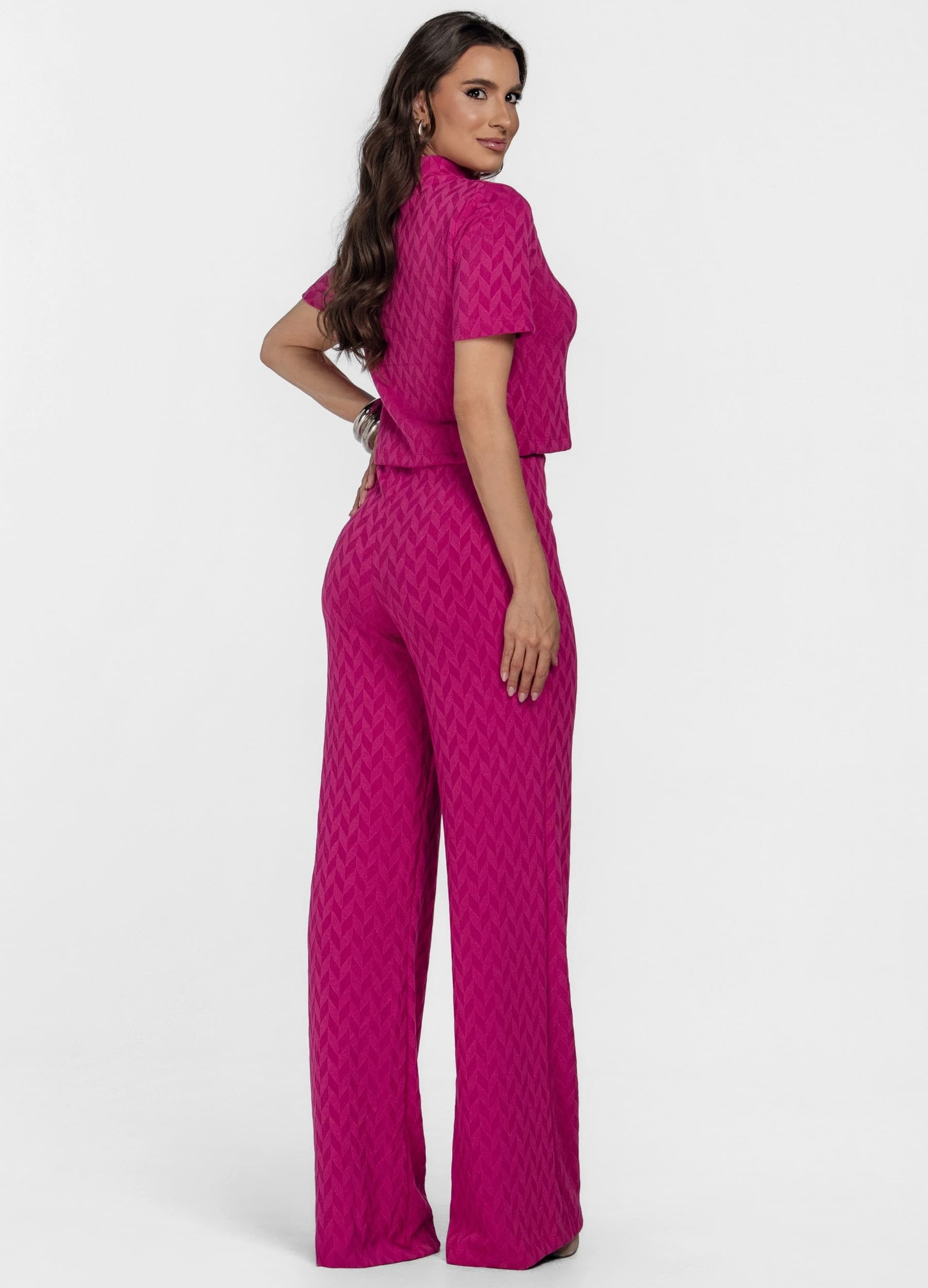 CONJUNTO FEMININO CALÇA E BLUSA MANGA CURTA 