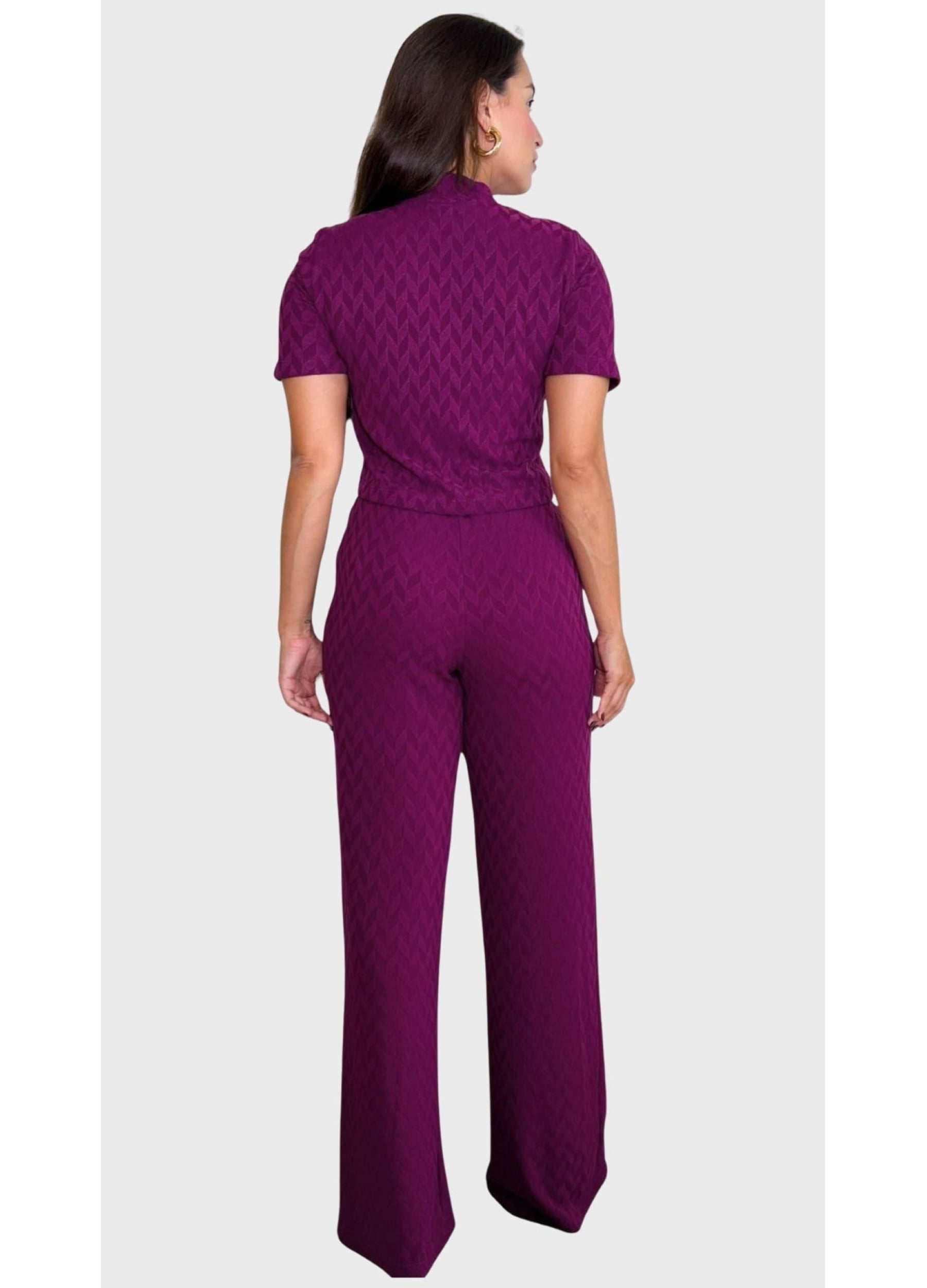 CONJUNTO FEMININO CALÇA E BLUSA MANGA CURTA 