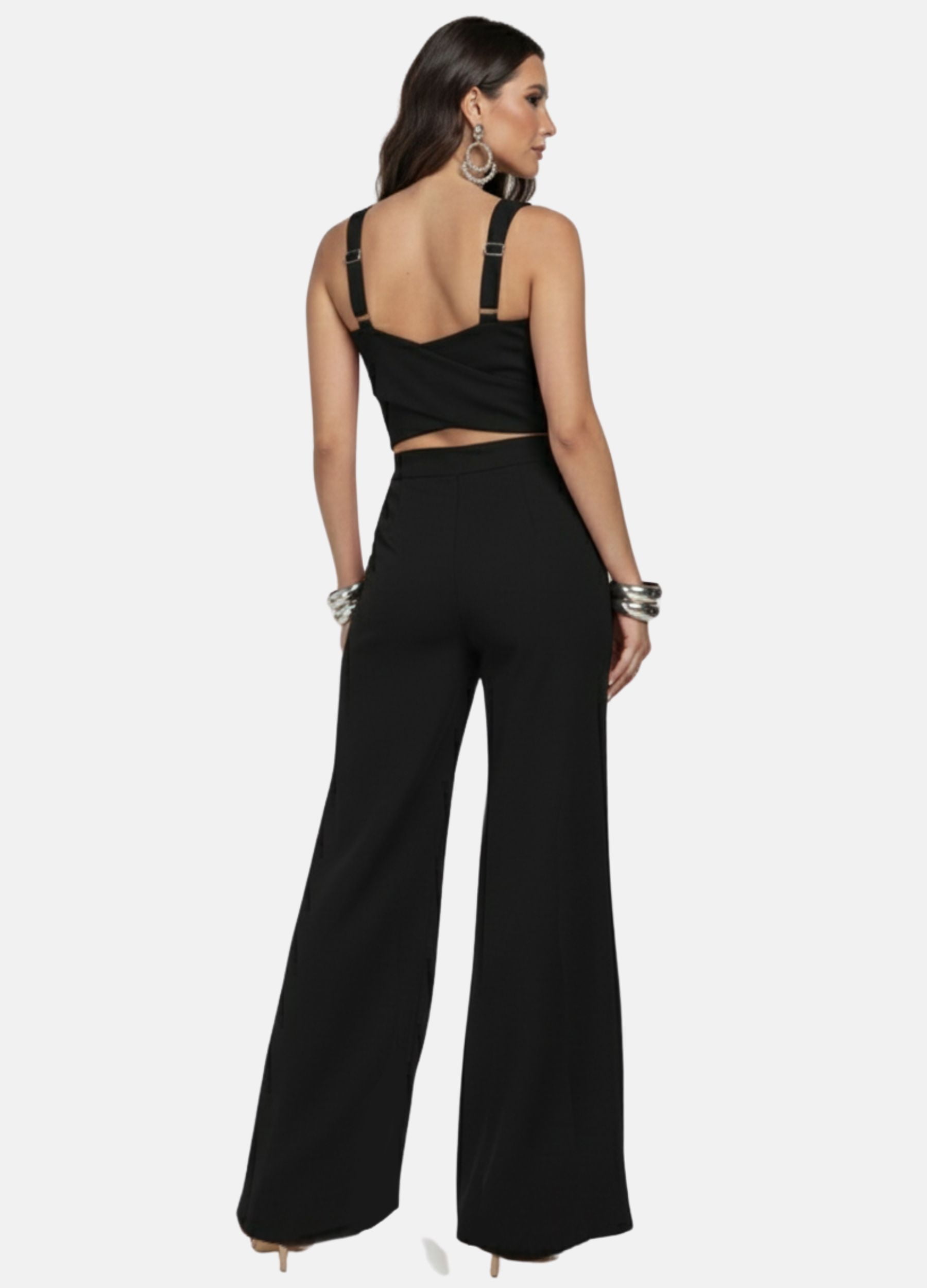 CONJUNTO CALÇA PANTALONA E BLUSA COM BOTÕES