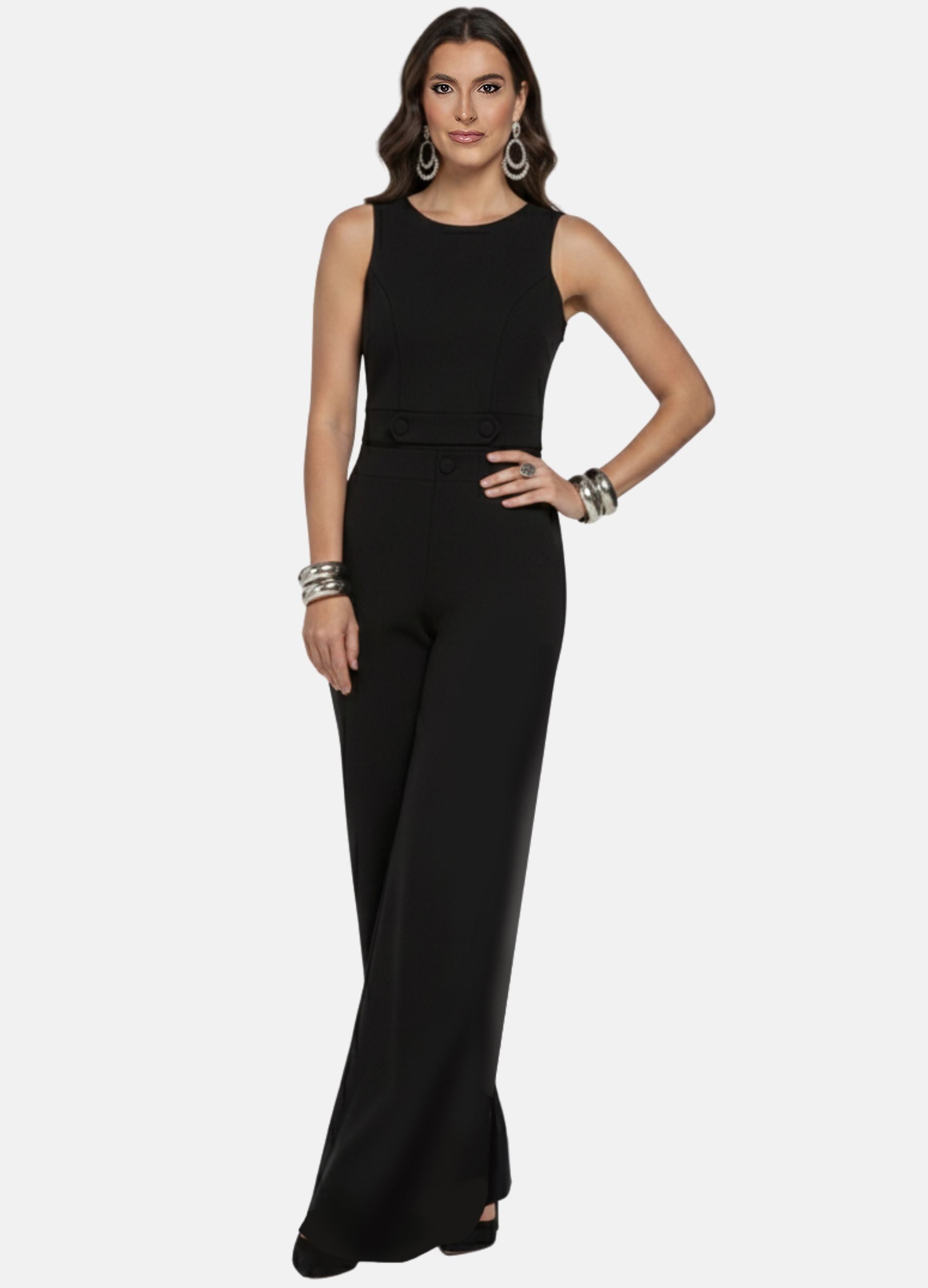 CONJUNTO CALÇA PANTALONA E BLUSA COM BOTÕES