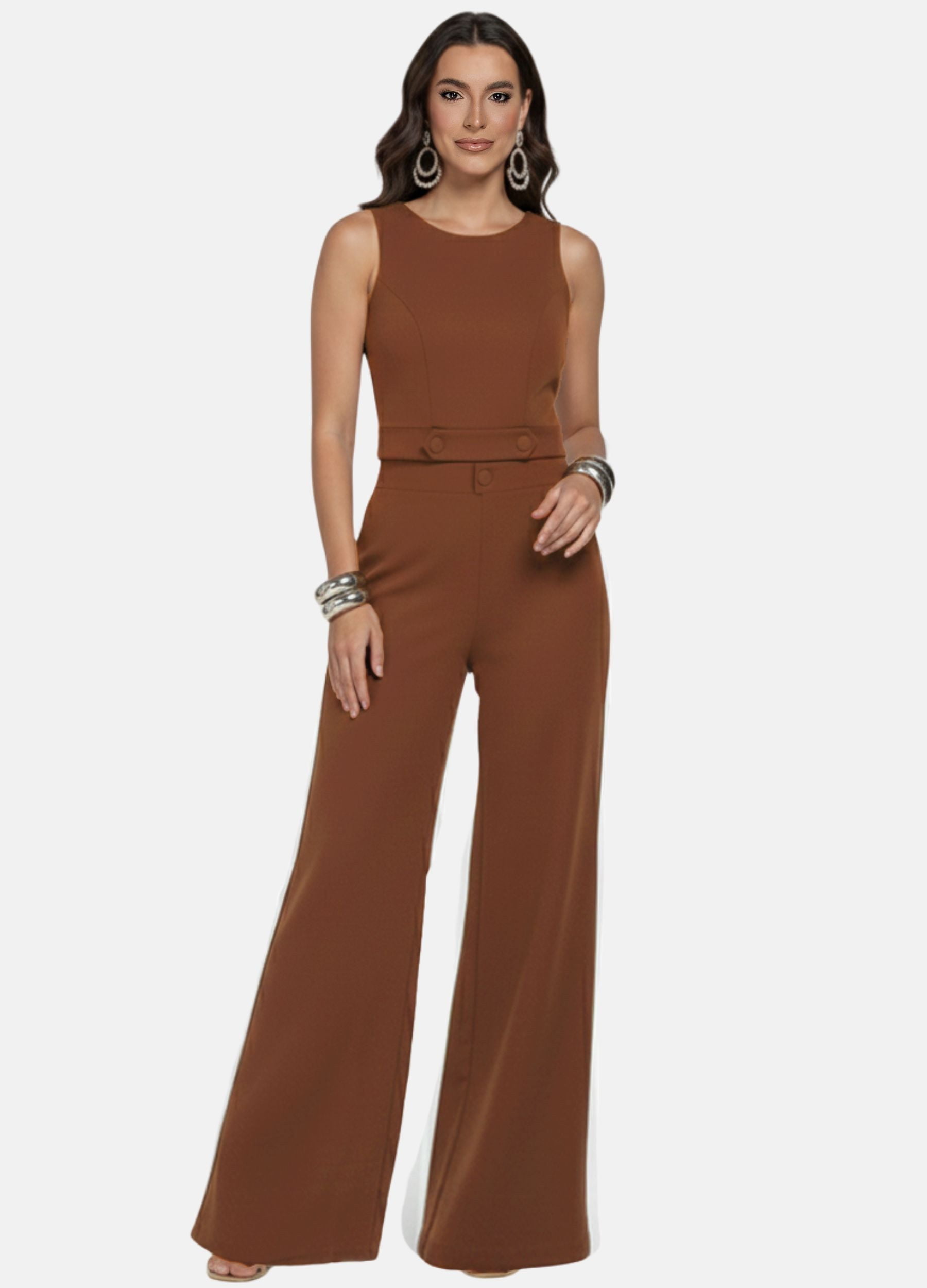 CONJUNTO CALÇA PANTALONA E BLUSA COM BOTÕES