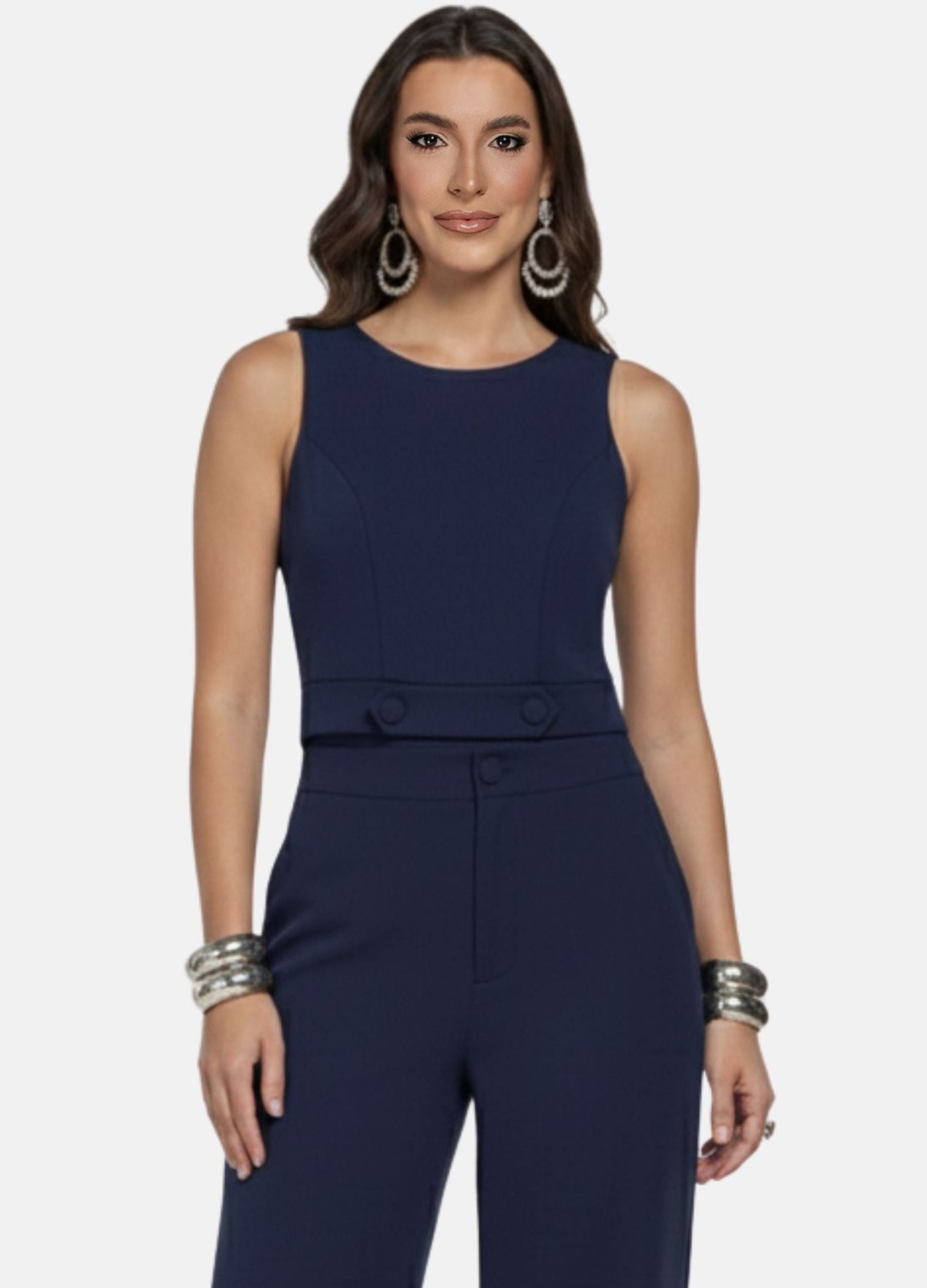 CONJUNTO CALÇA PANTALONA E BLUSA COM BOTÕES