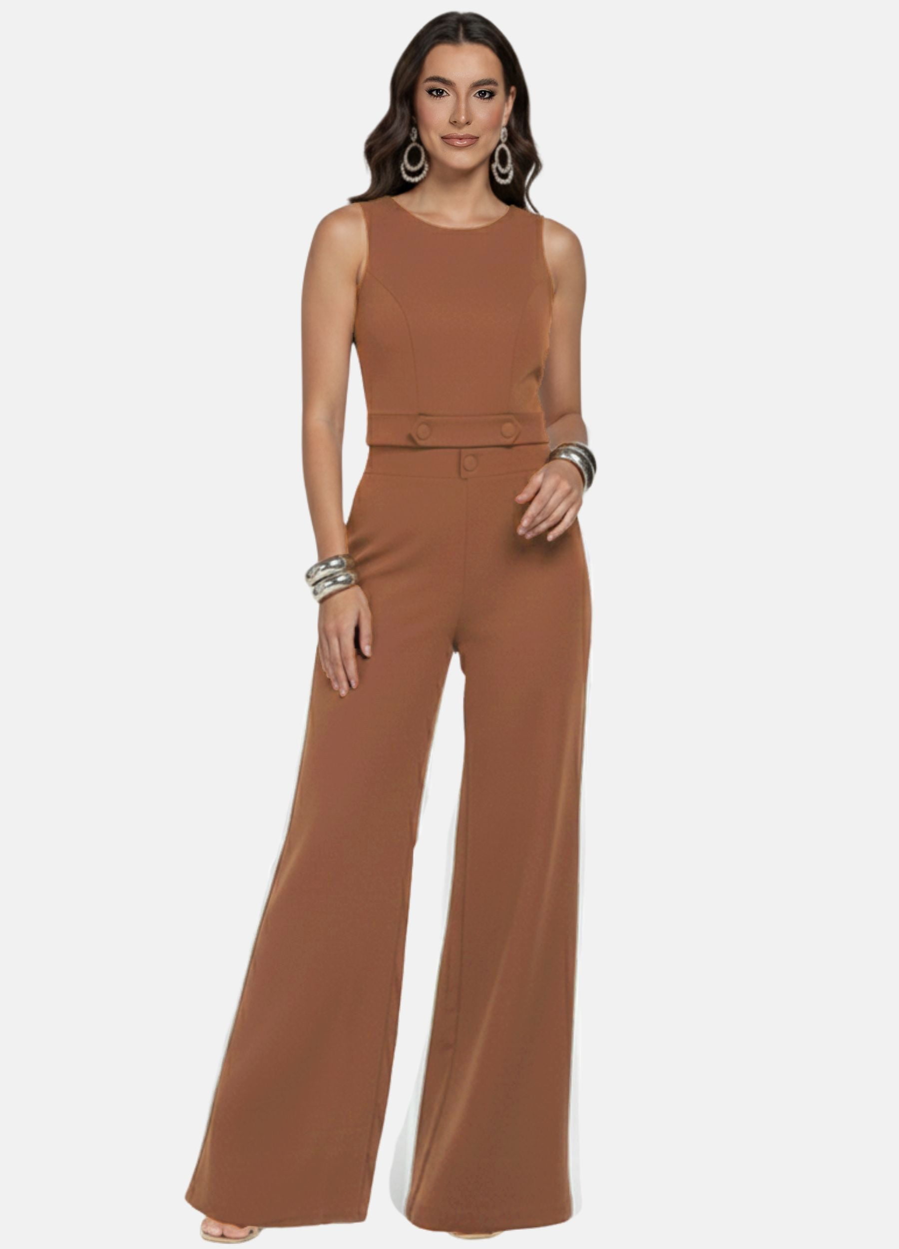 CONJUNTO CALÇA PANTALONA E BLUSA COM BOTÕES