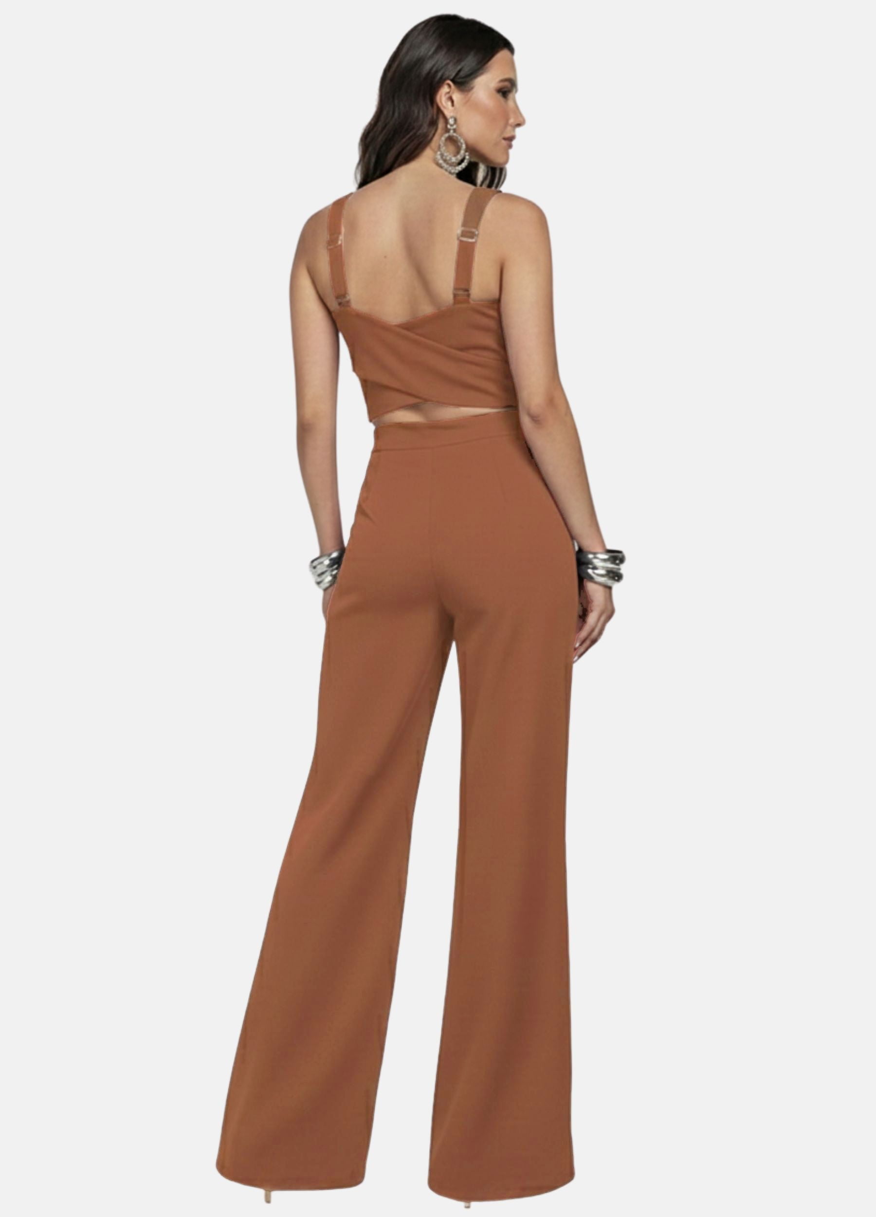 CONJUNTO CALÇA PANTALONA E BLUSA COM BOTÕES