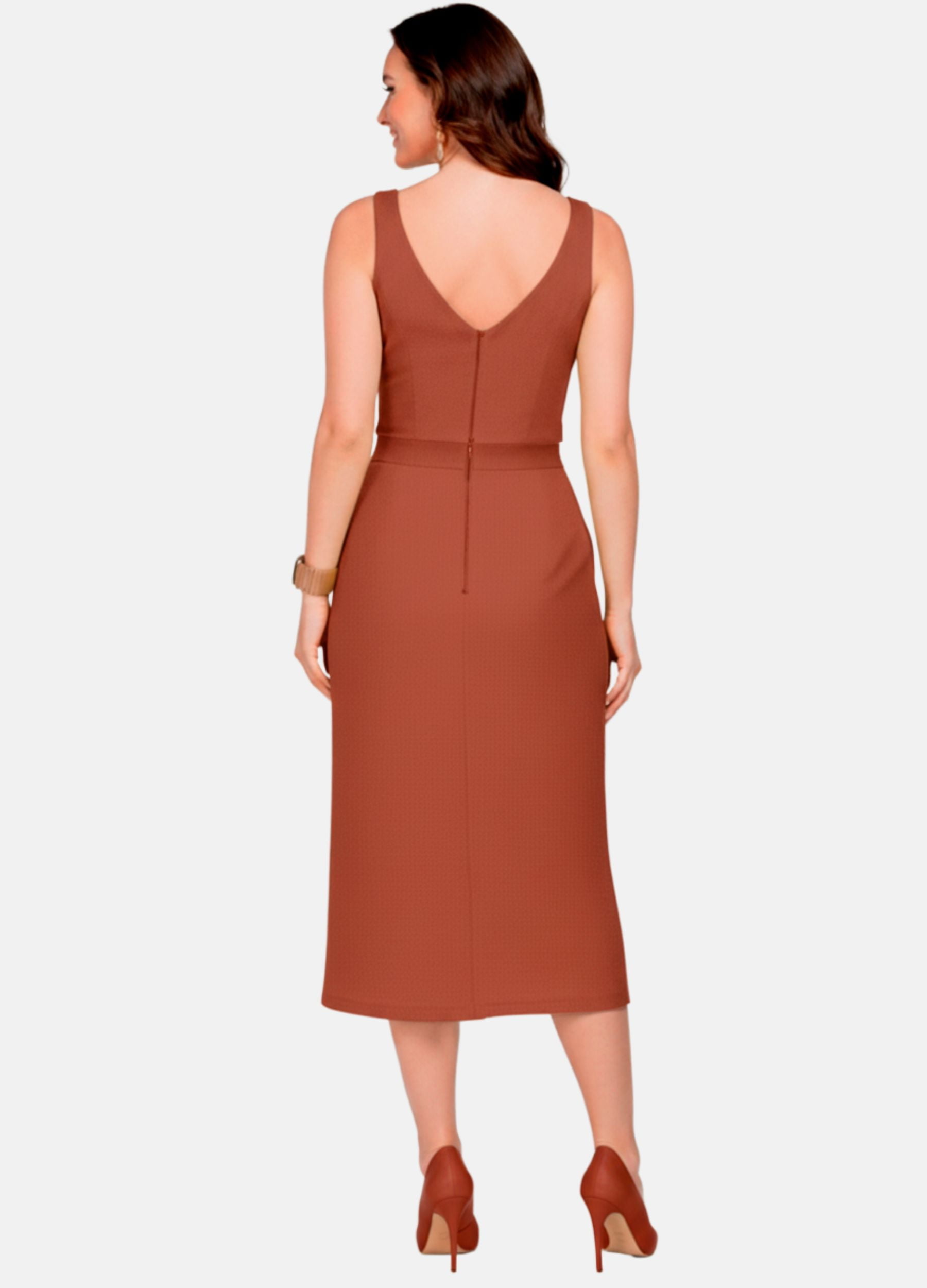 CONJUNTO FEMININO SAIA MIDI E CROPPED 