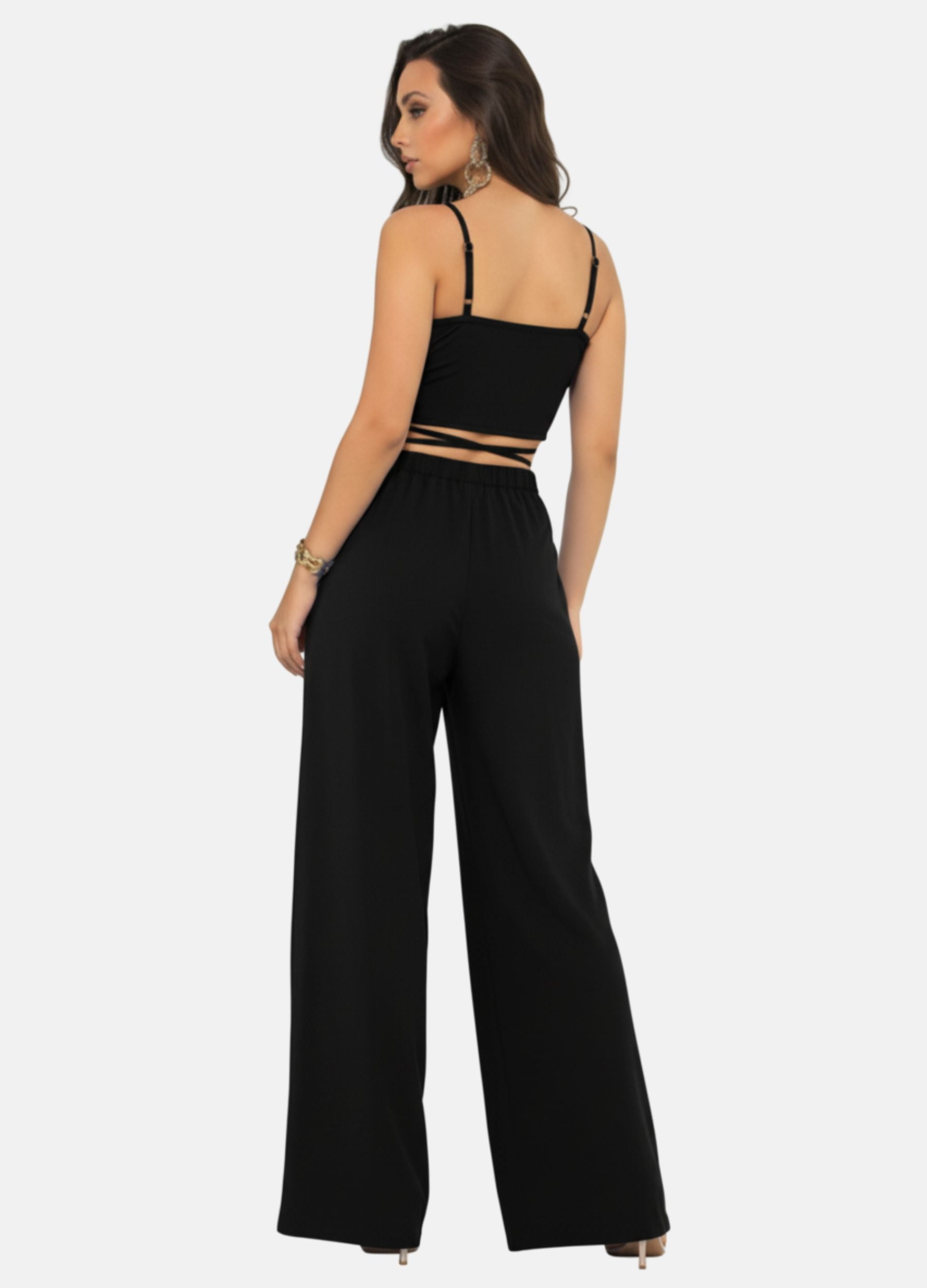CONJUNTO PANTALONA E CROPPED DE AMARRAÇÃO