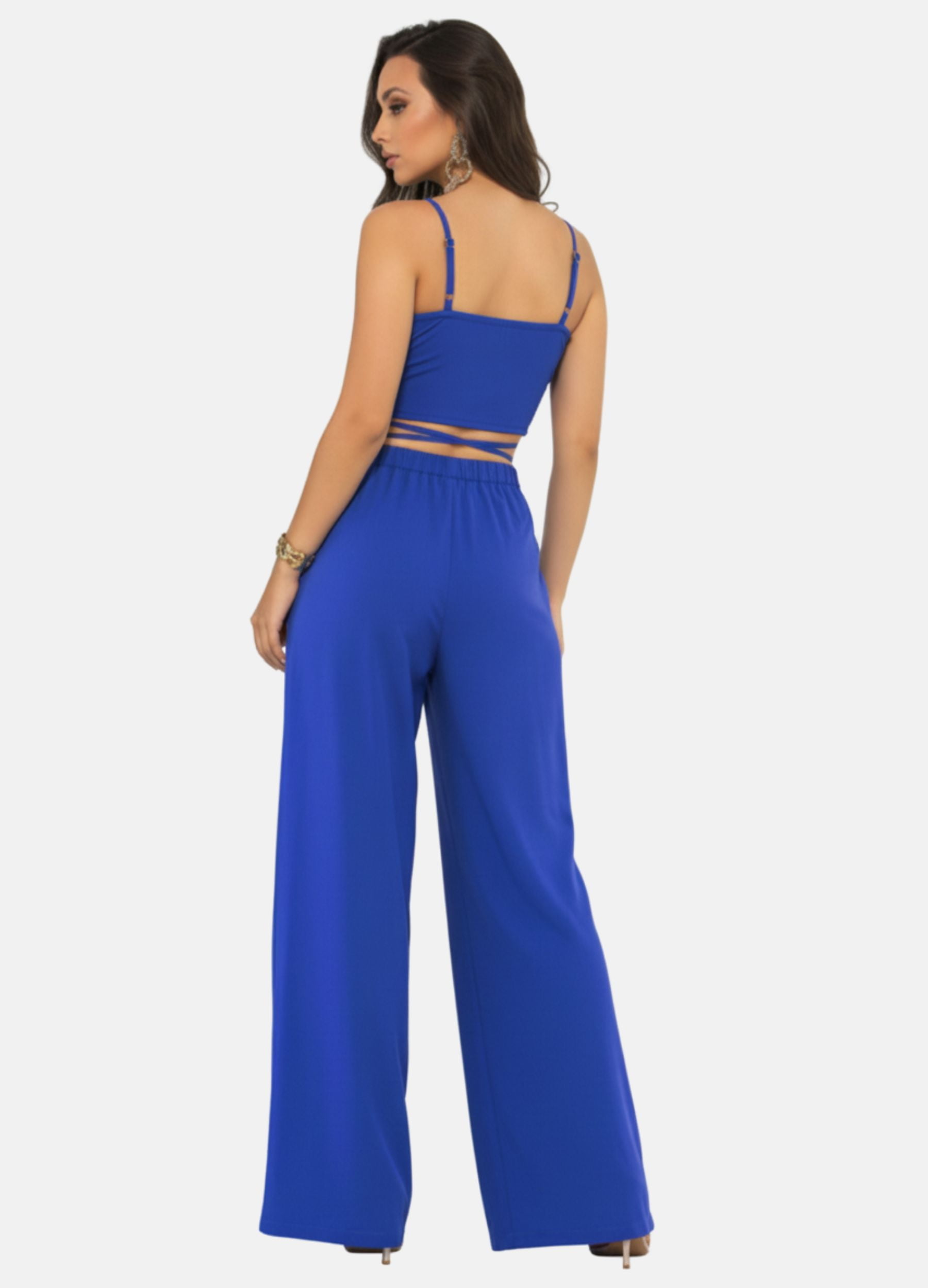 CONJUNTO PANTALONA E CROPPED DE AMARRAÇÃO