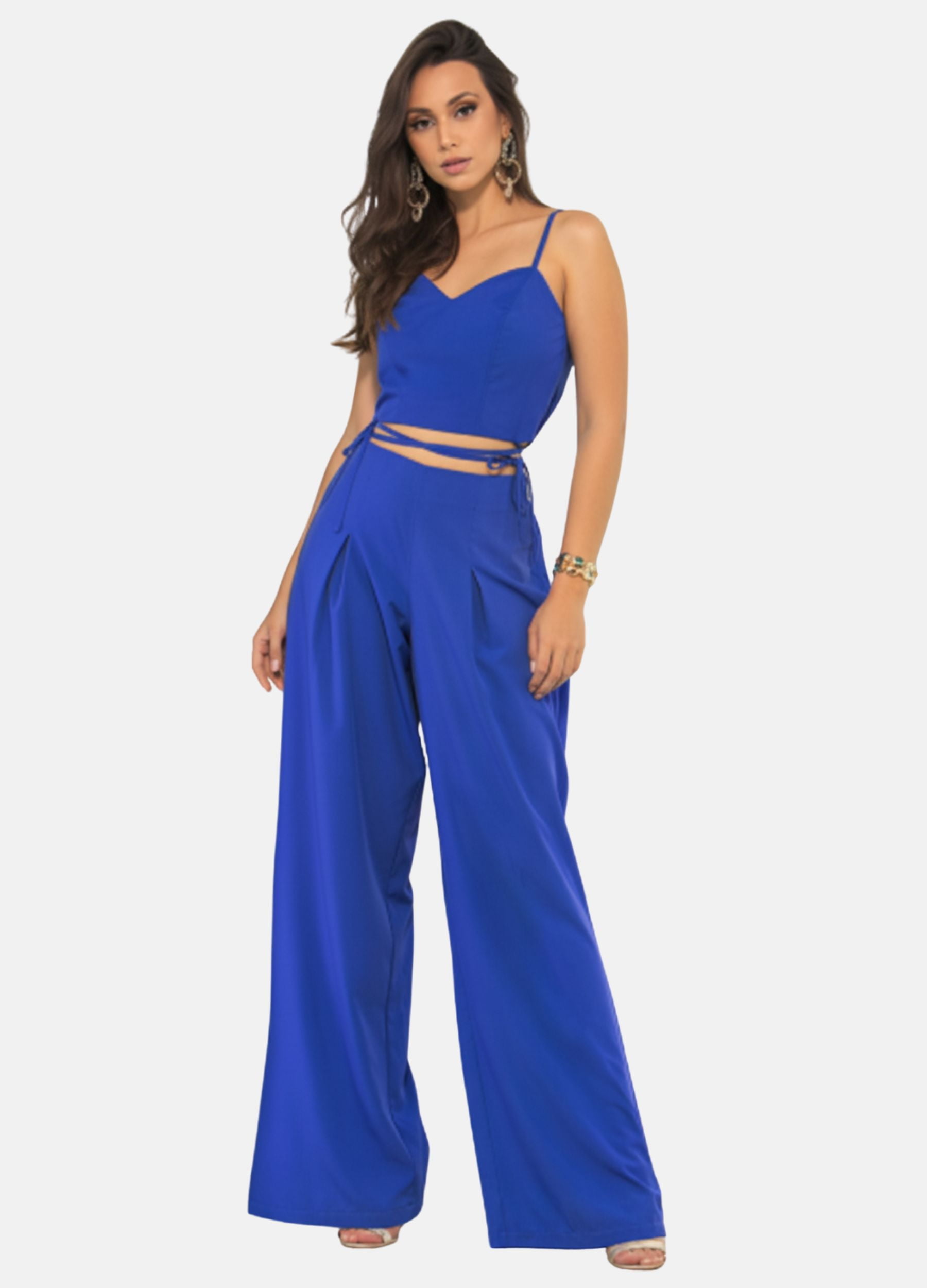 CONJUNTO PANTALONA E CROPPED DE AMARRAÇÃO