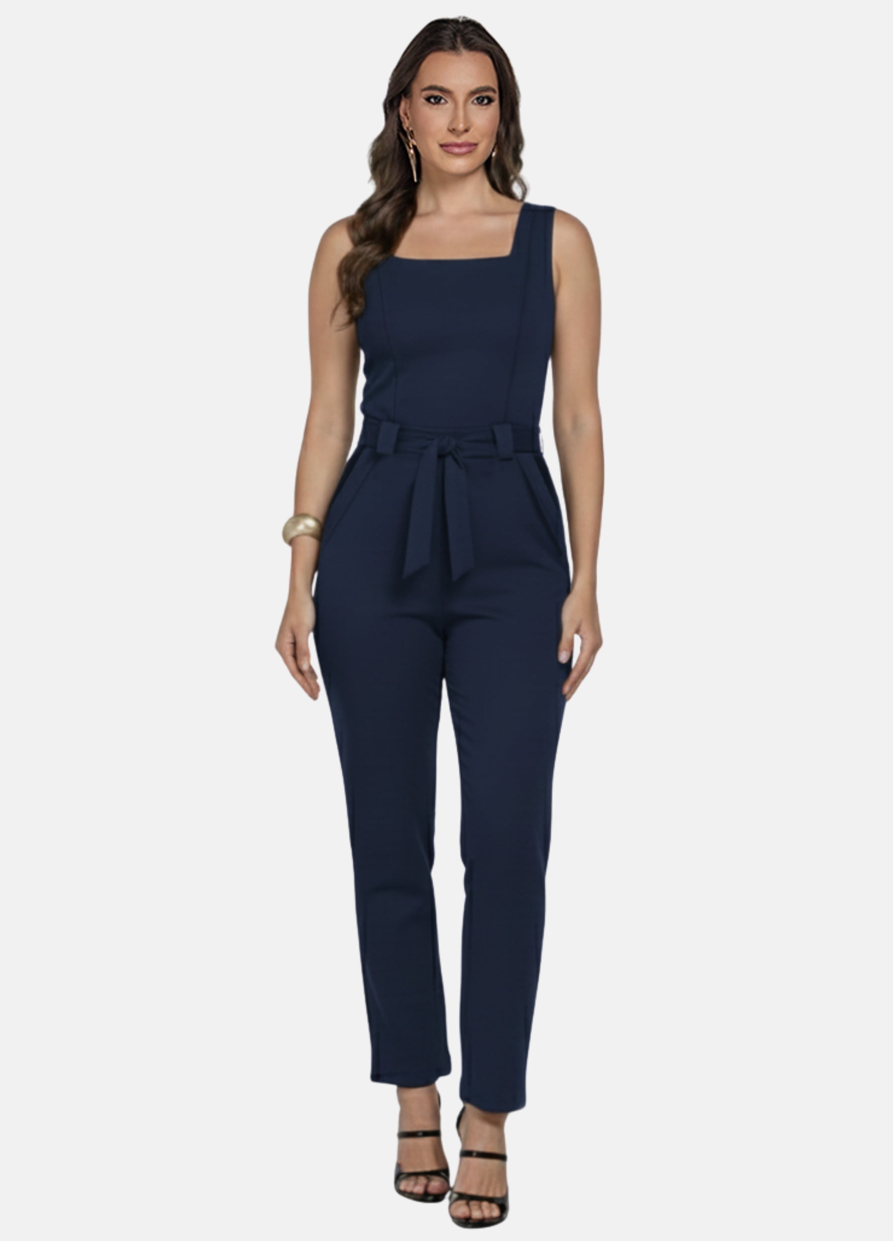 MACACÃO FEMININO LINHO COM BOLSO