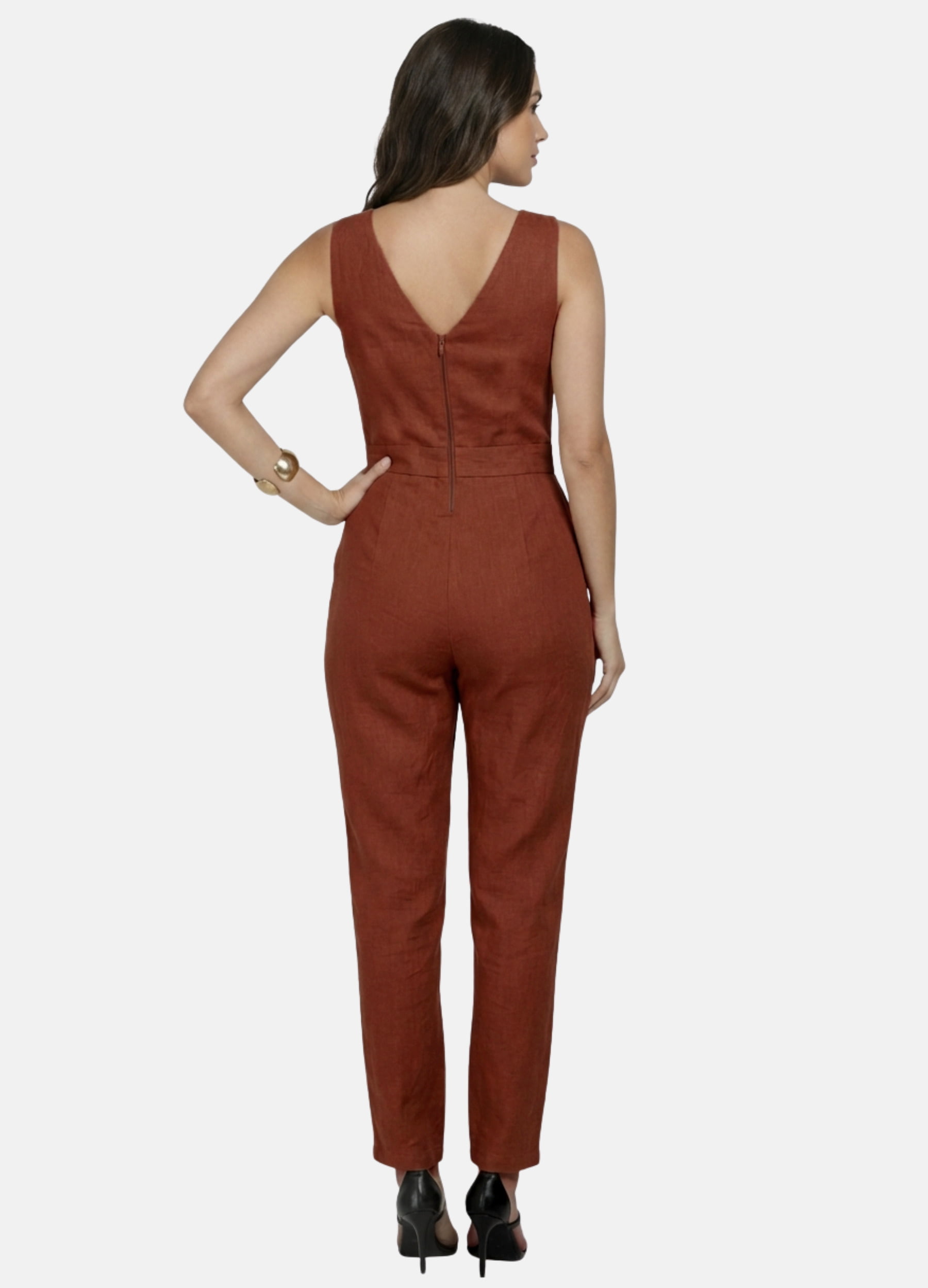 MACACÃO FEMININO LINHO COM BOLSO