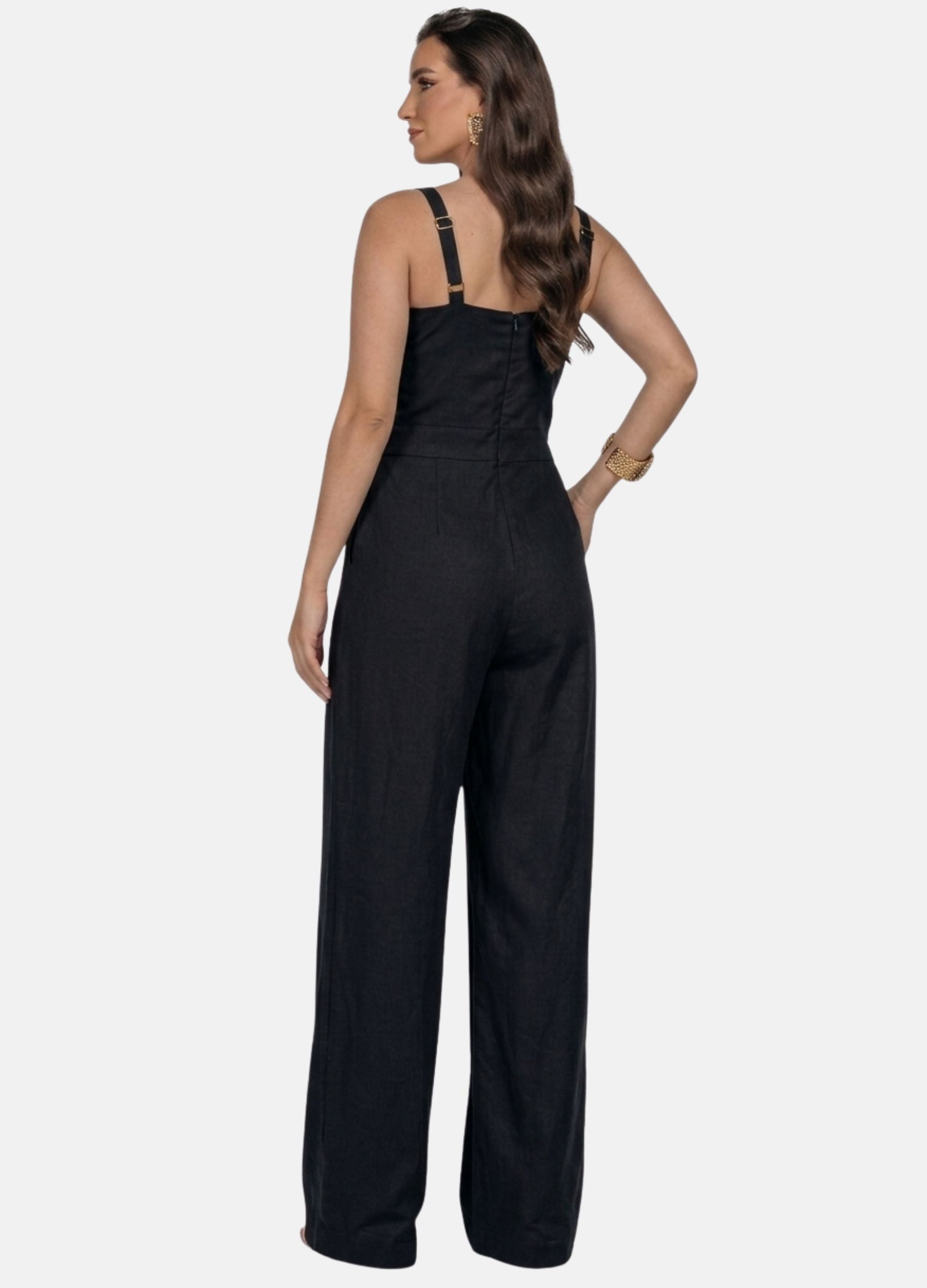 MACACÃO FEMININO LONGO COM FIVELA NA ALÇA