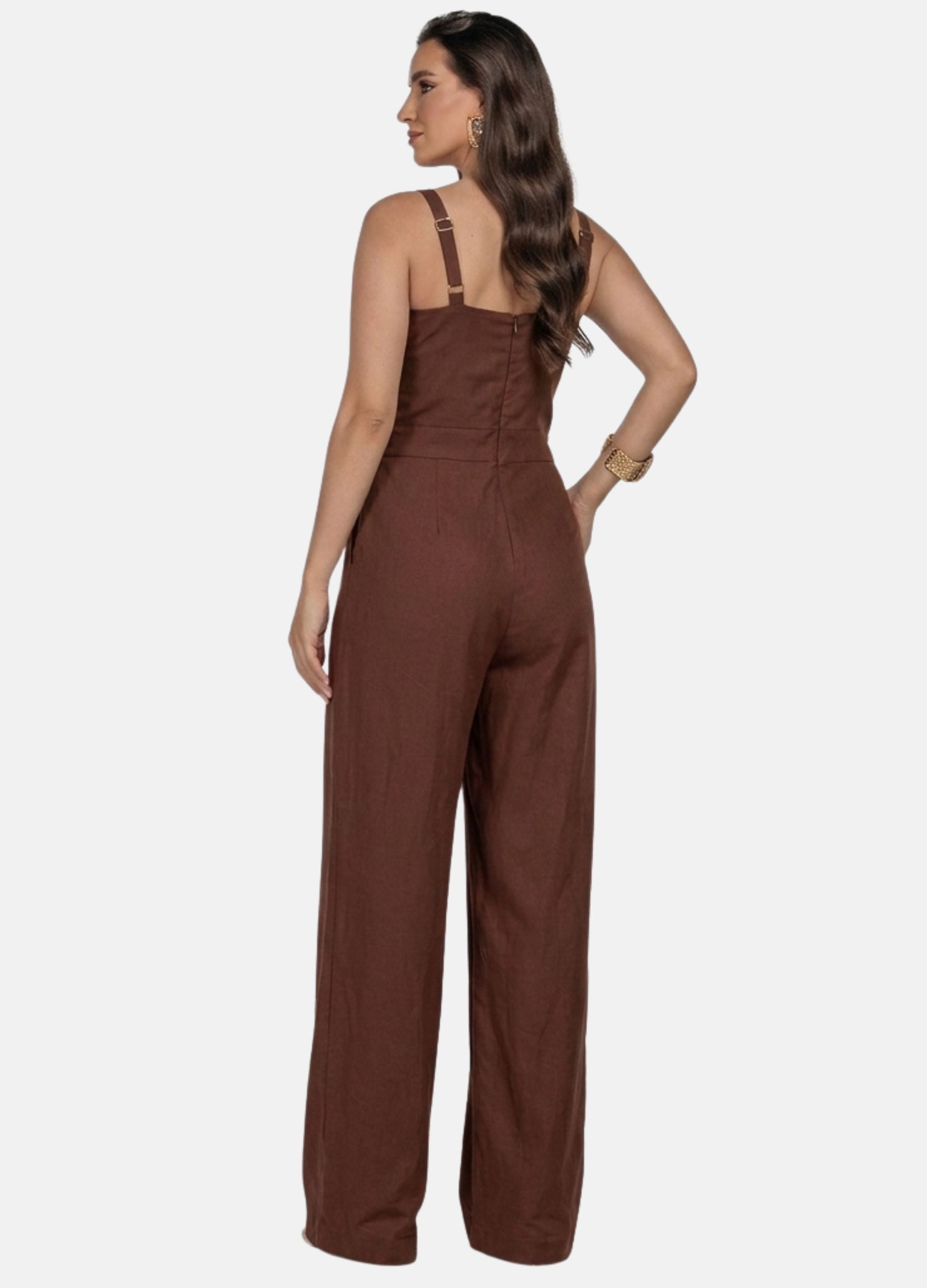 MACACÃO FEMININO LONGO COM FIVELA NA ALÇA