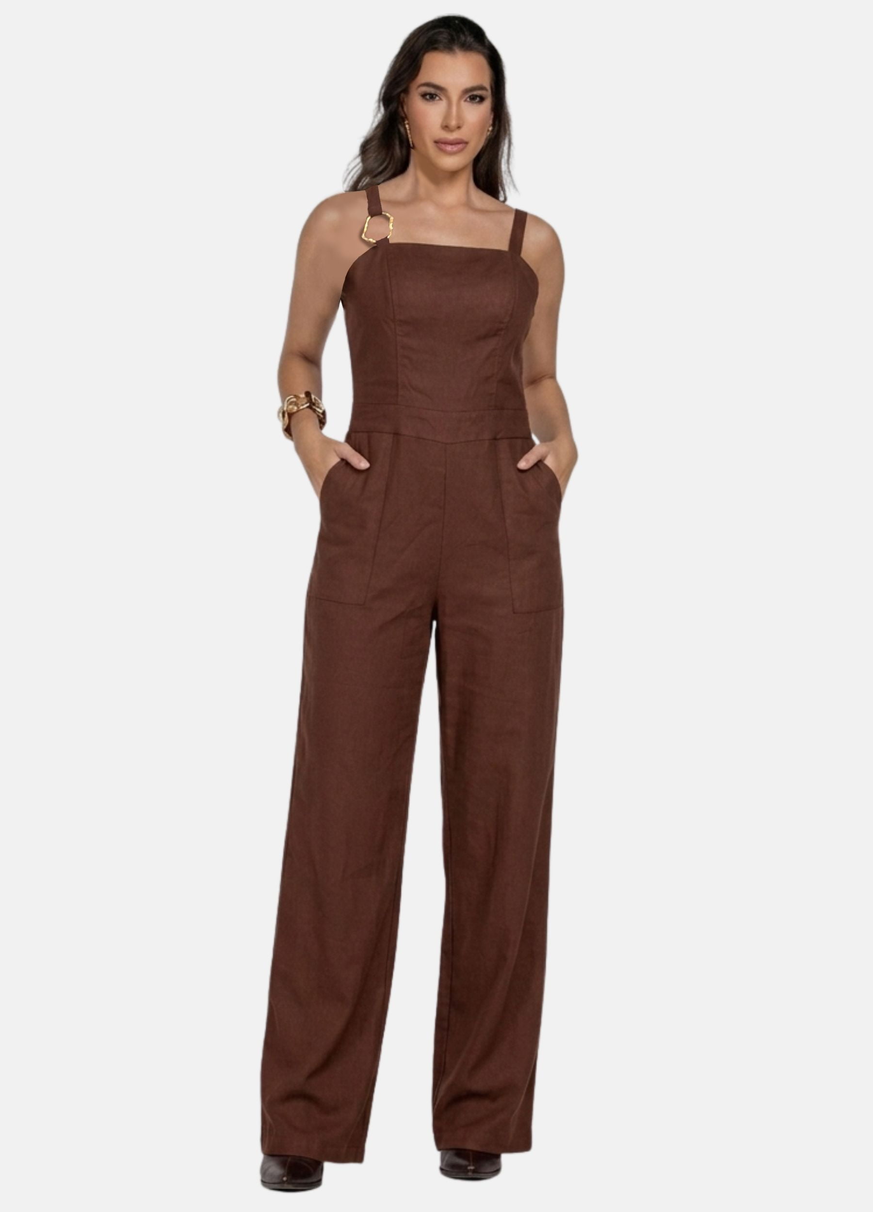 MACACÃO FEMININO LONGO COM FIVELA NA ALÇA MACACÃO FEMININO LONGO COM FIVELA NA ALÇA