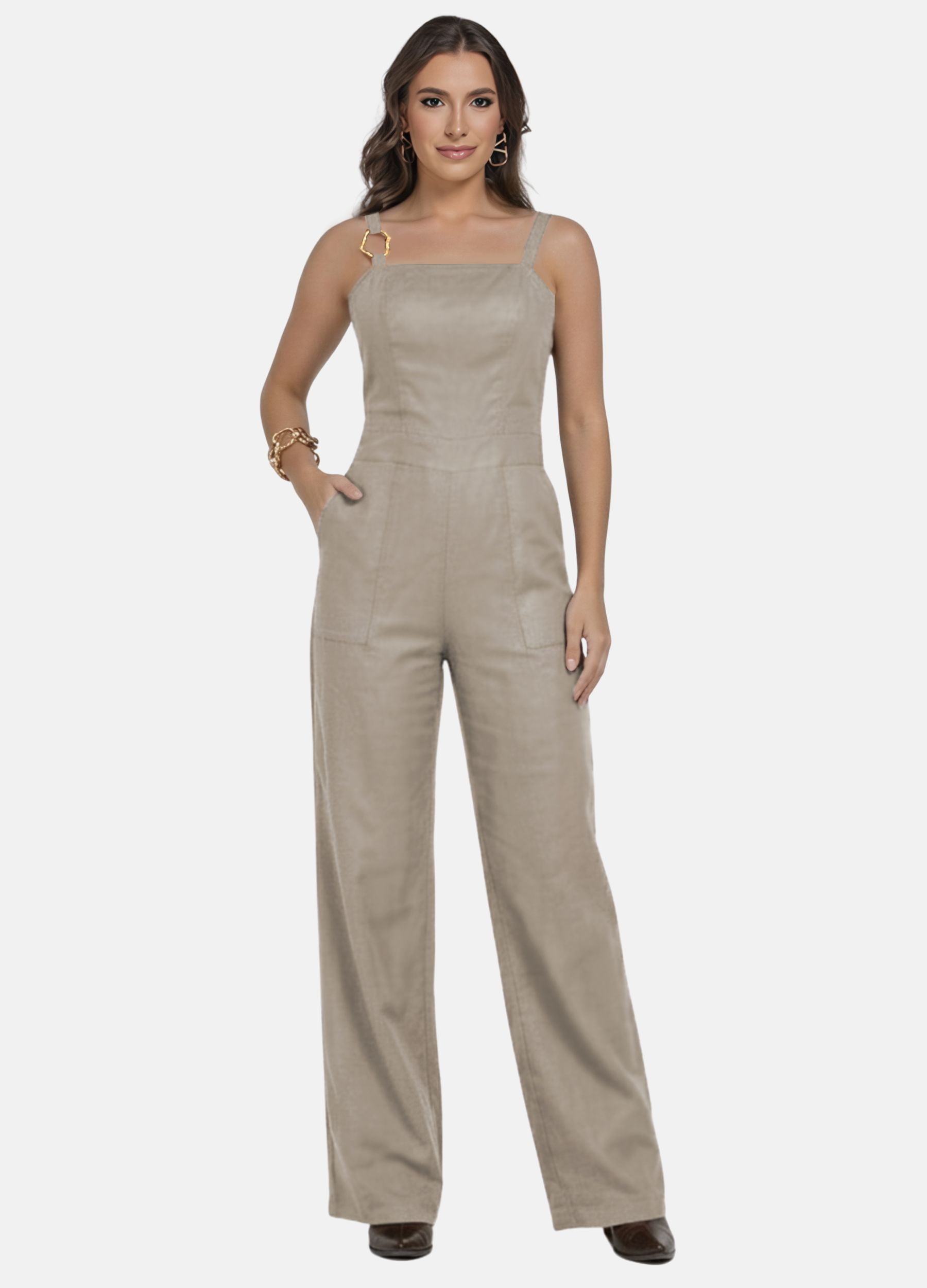 MACACÃO FEMININO LONGO COM FIVELA NA ALÇA MACACÃO FEMININO LONGO COM FIVELA NA ALÇA