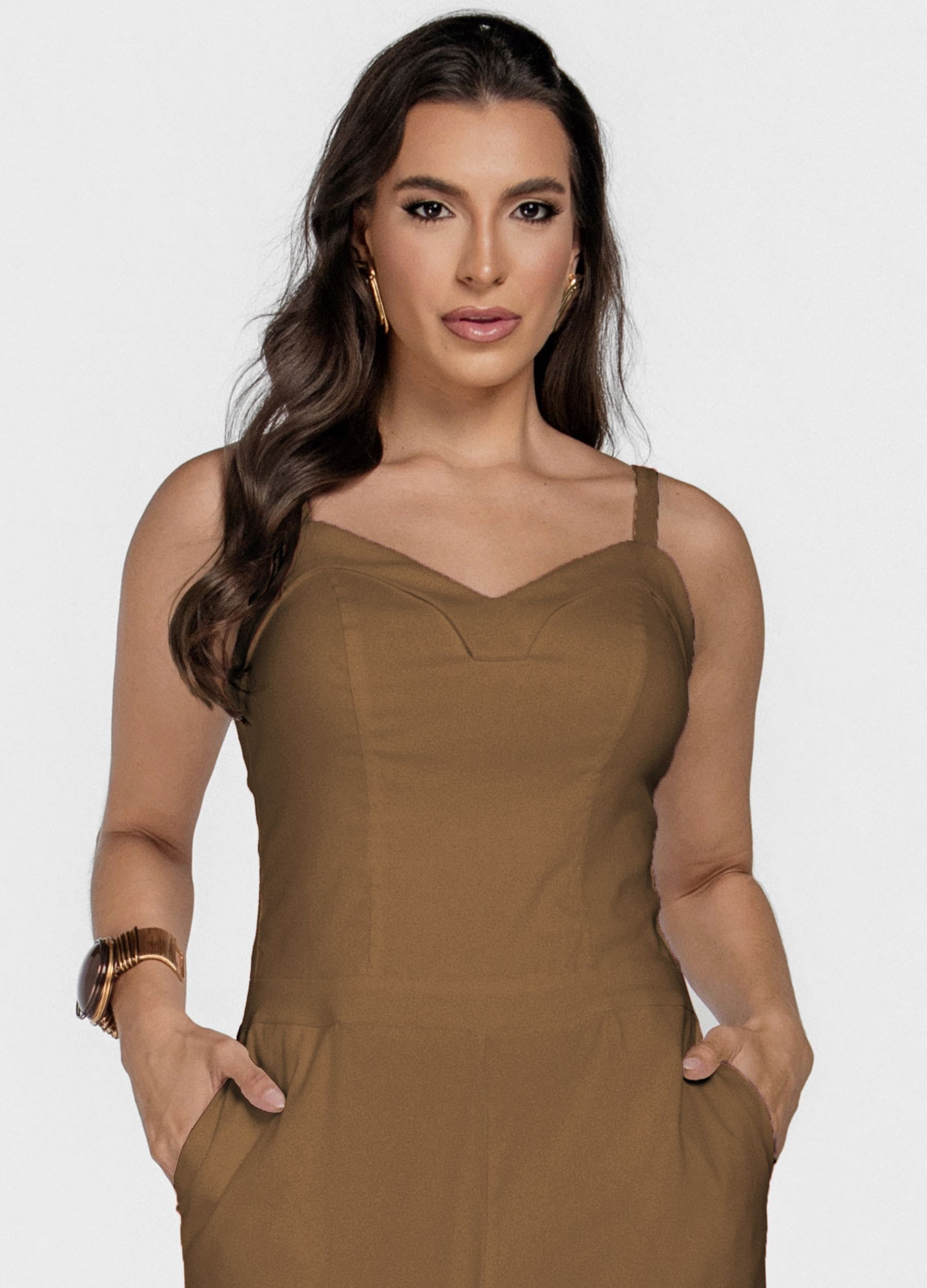 MACACÃO FEMININO LONGO RENATA DE ALÇA 