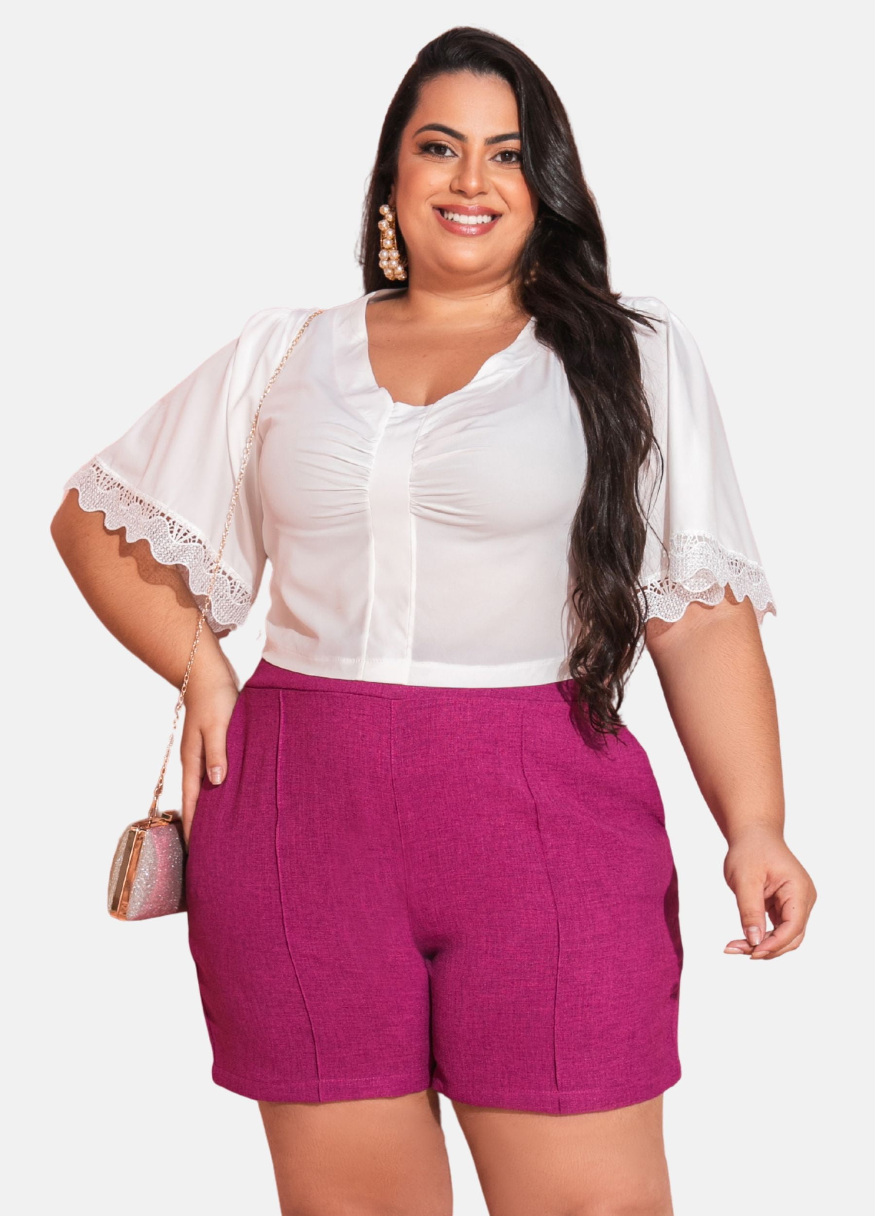 SHORT COM NERVURA PLUS SIZE