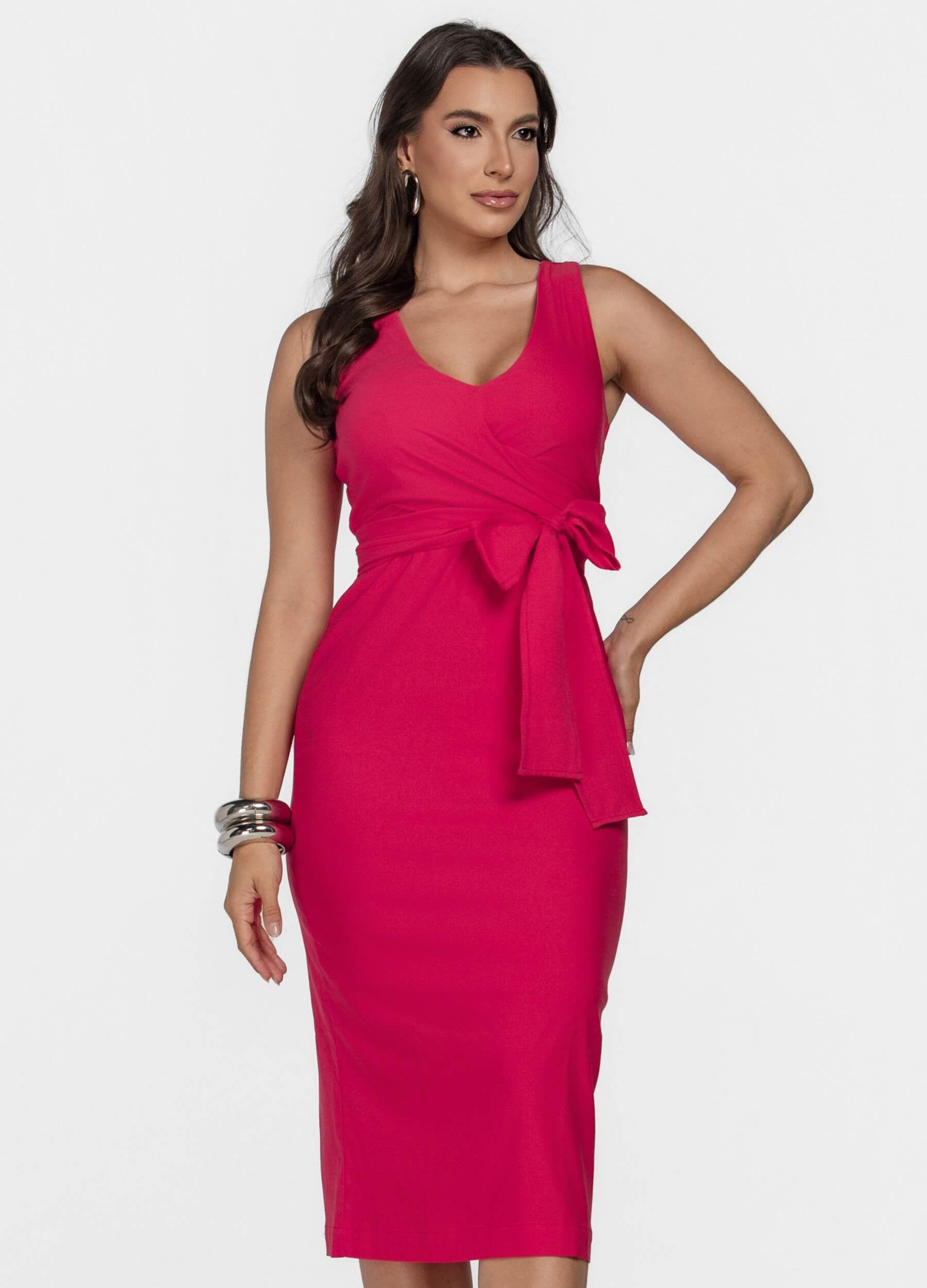 VESTIDO MIDI COM AMARRAÇÃO 