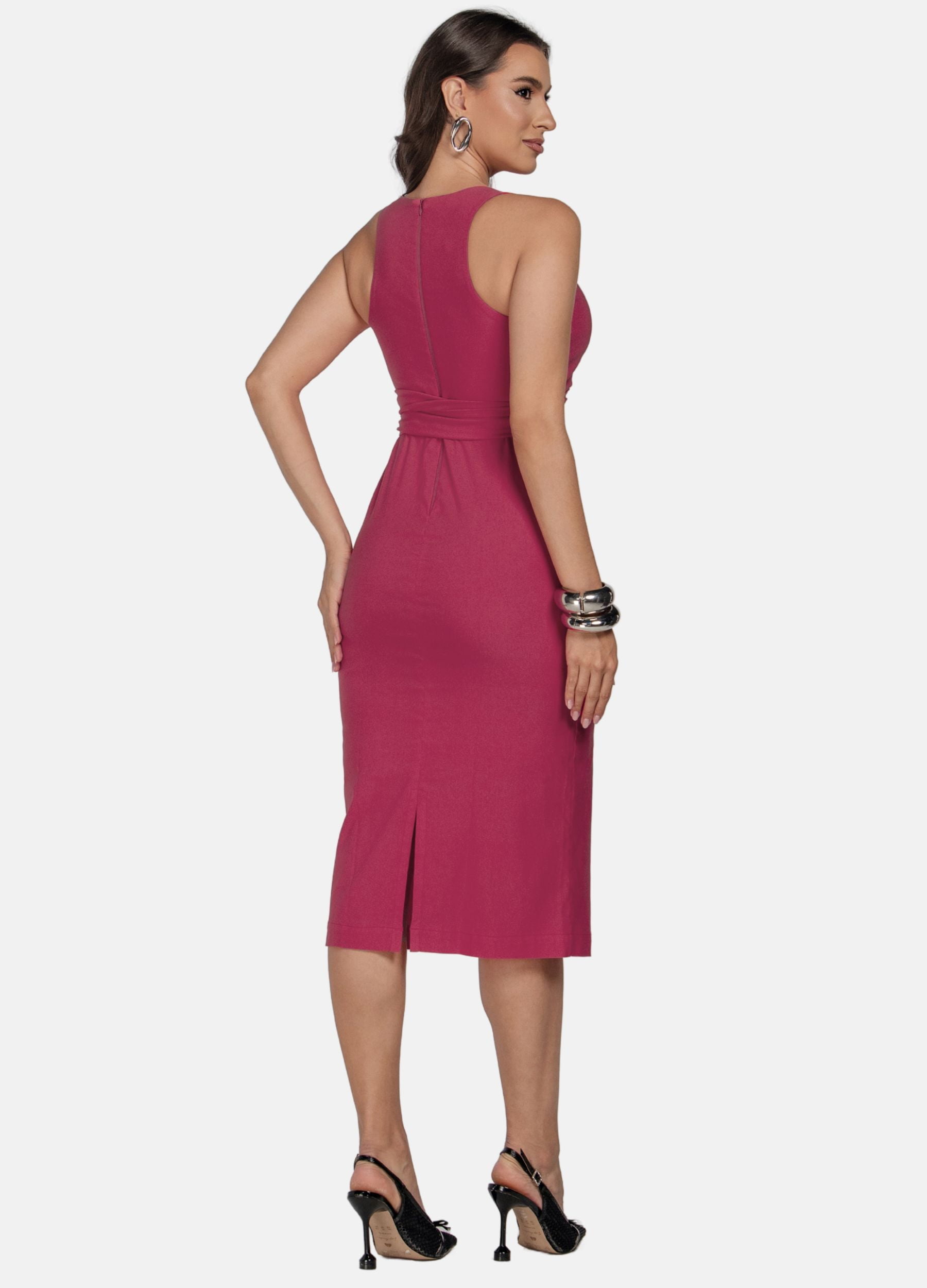 VESTIDO MIDI COM DECOTE TRANSPASSADO