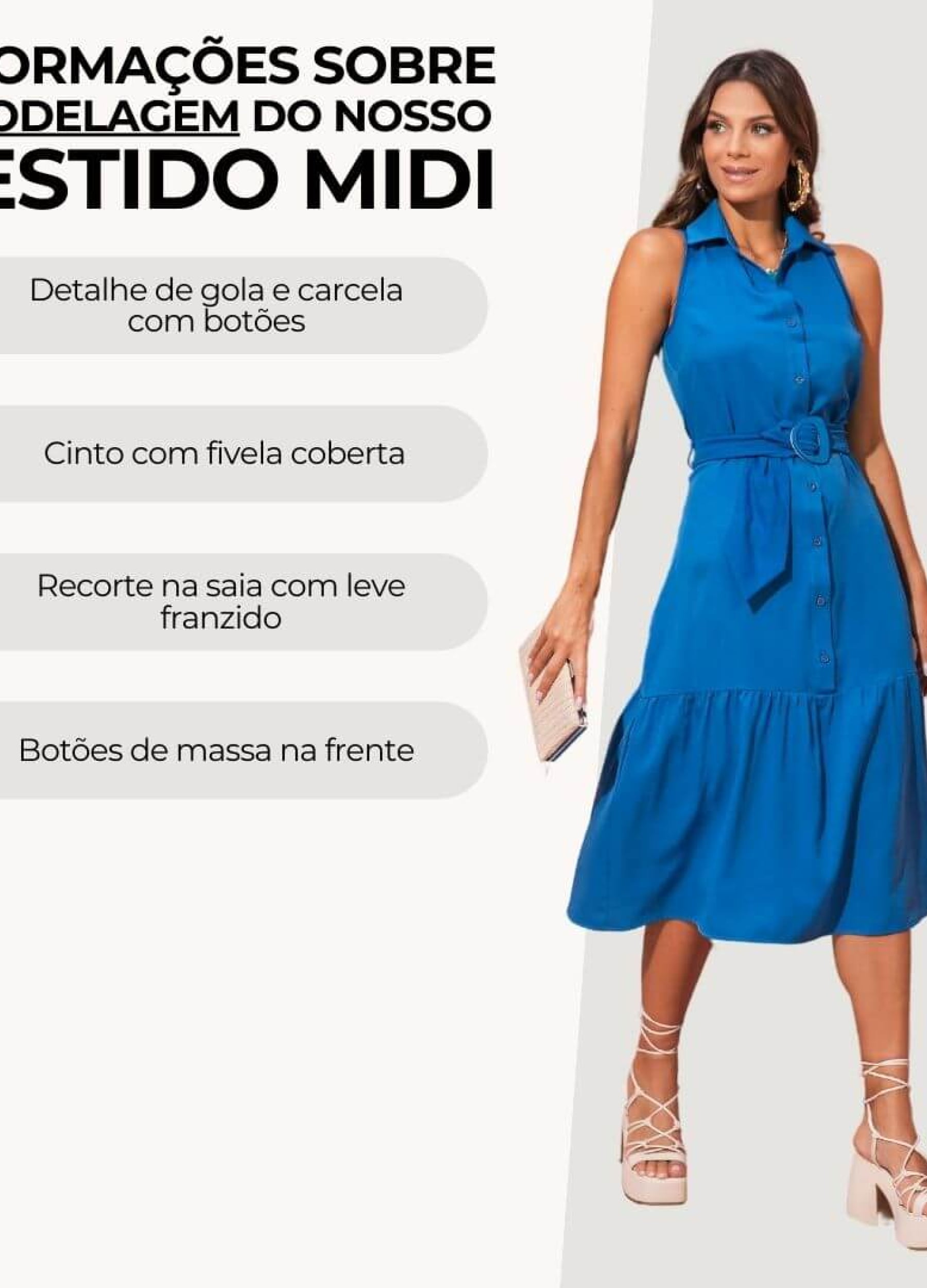 VESTIDO MIDI COM CARCELA E CINTO 