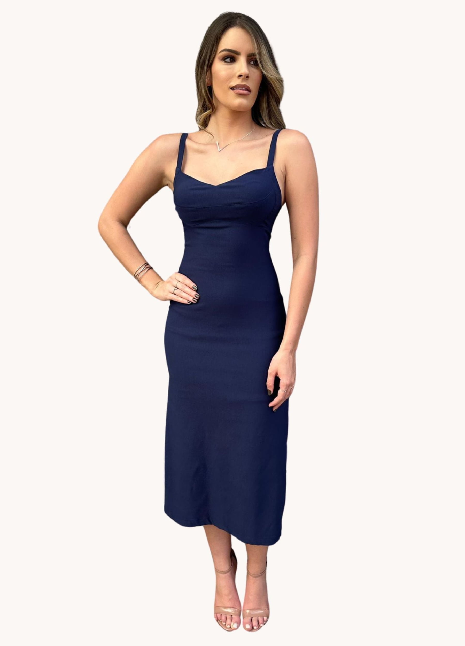 VESTIDO MIDI COM RECORTES NO BUSTO KIT COM 25% DE DESCONTO 