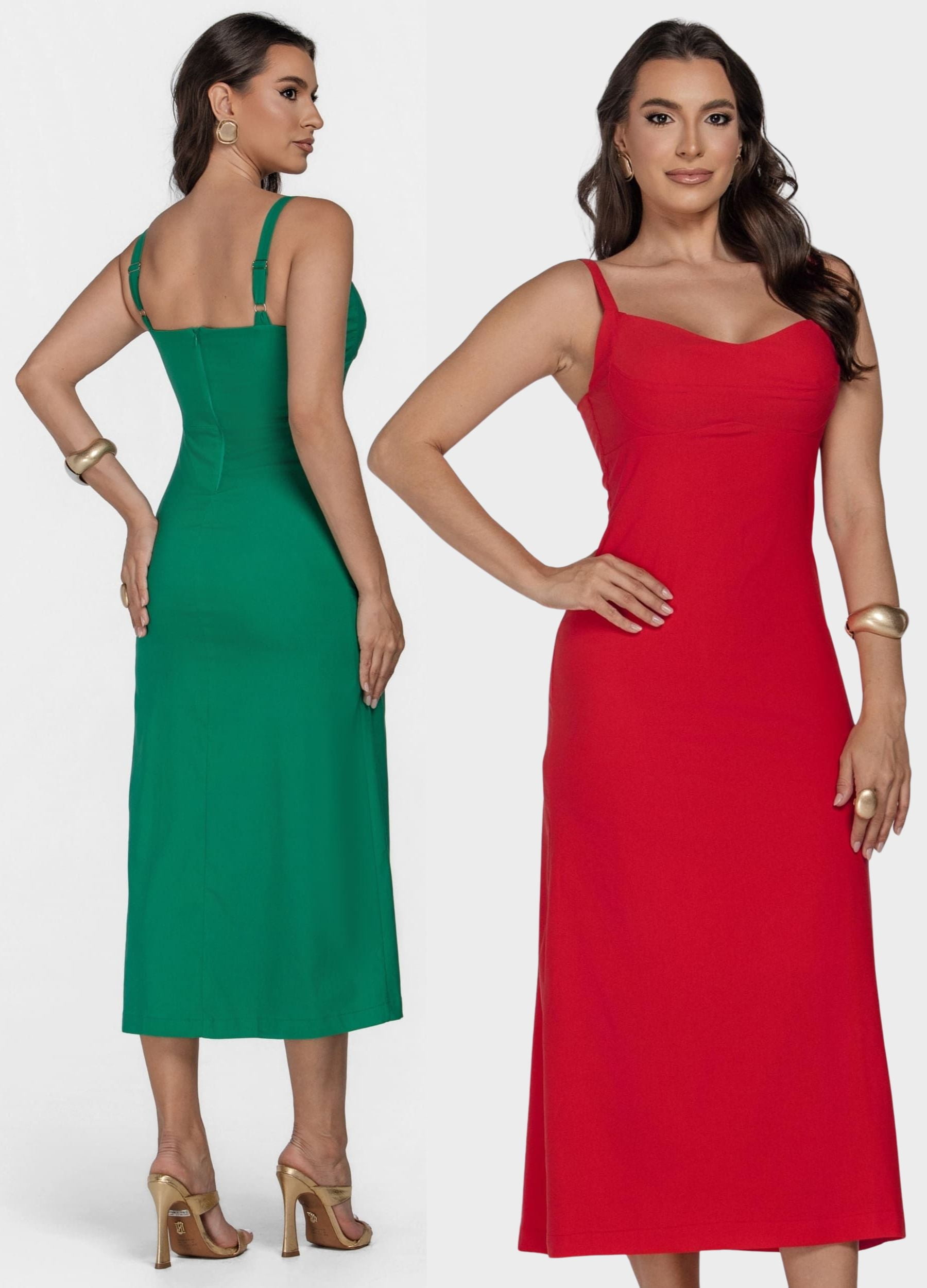 VESTIDO MIDI COM RECORTES NO BUSTO KIT COM 25% DE DESCONTO 