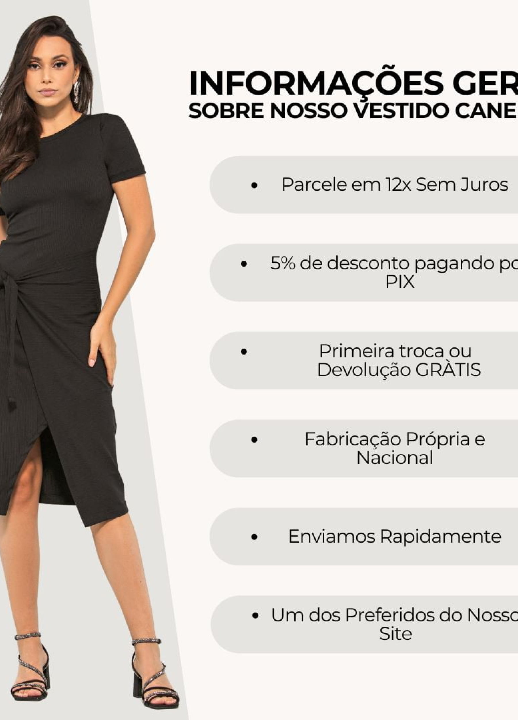 VESTIDO CANELADO COM TRESPASSE MANGA CURTA