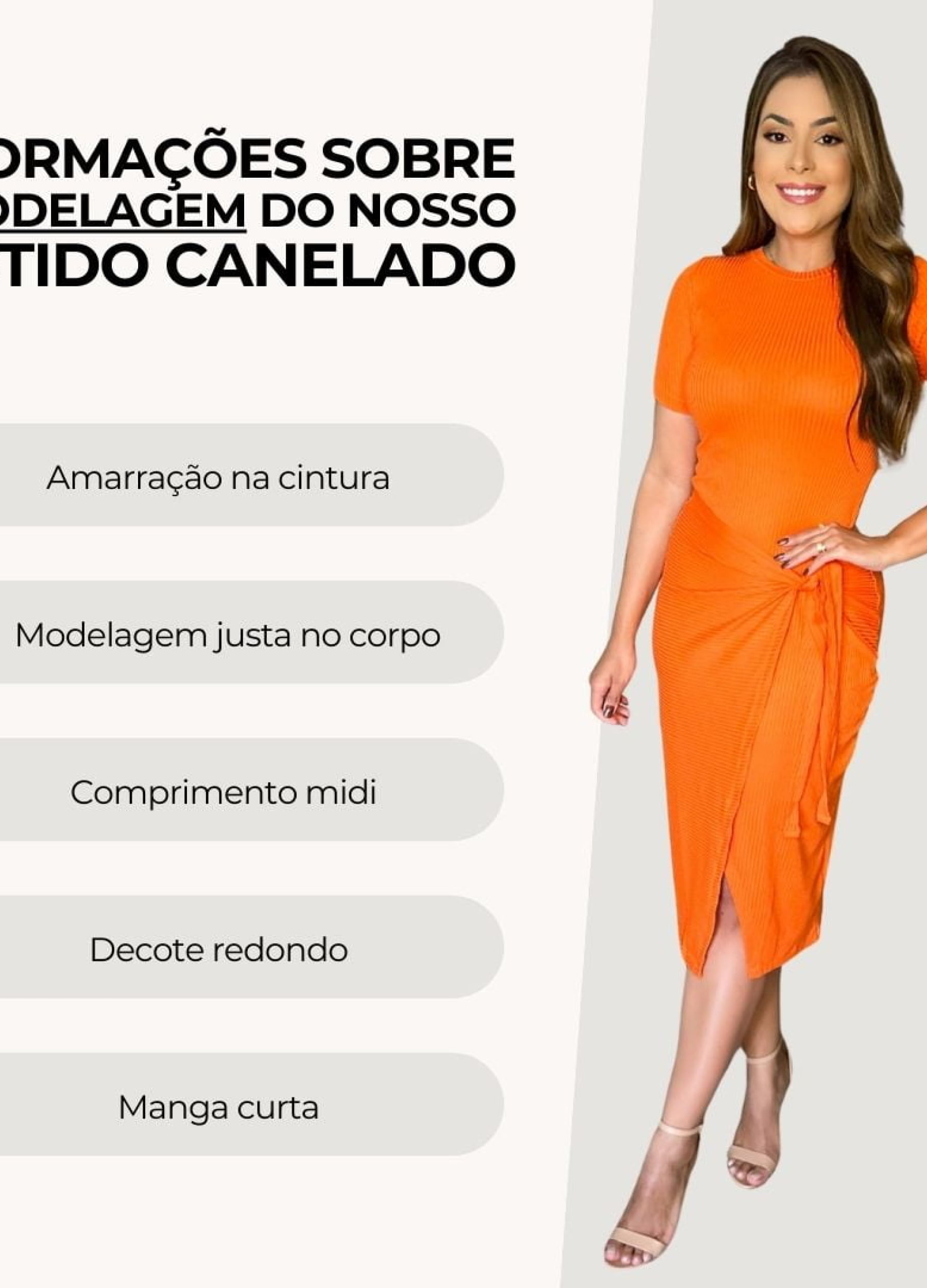 VESTIDO CANELADO COM TRESPASSE MANGA CURTA